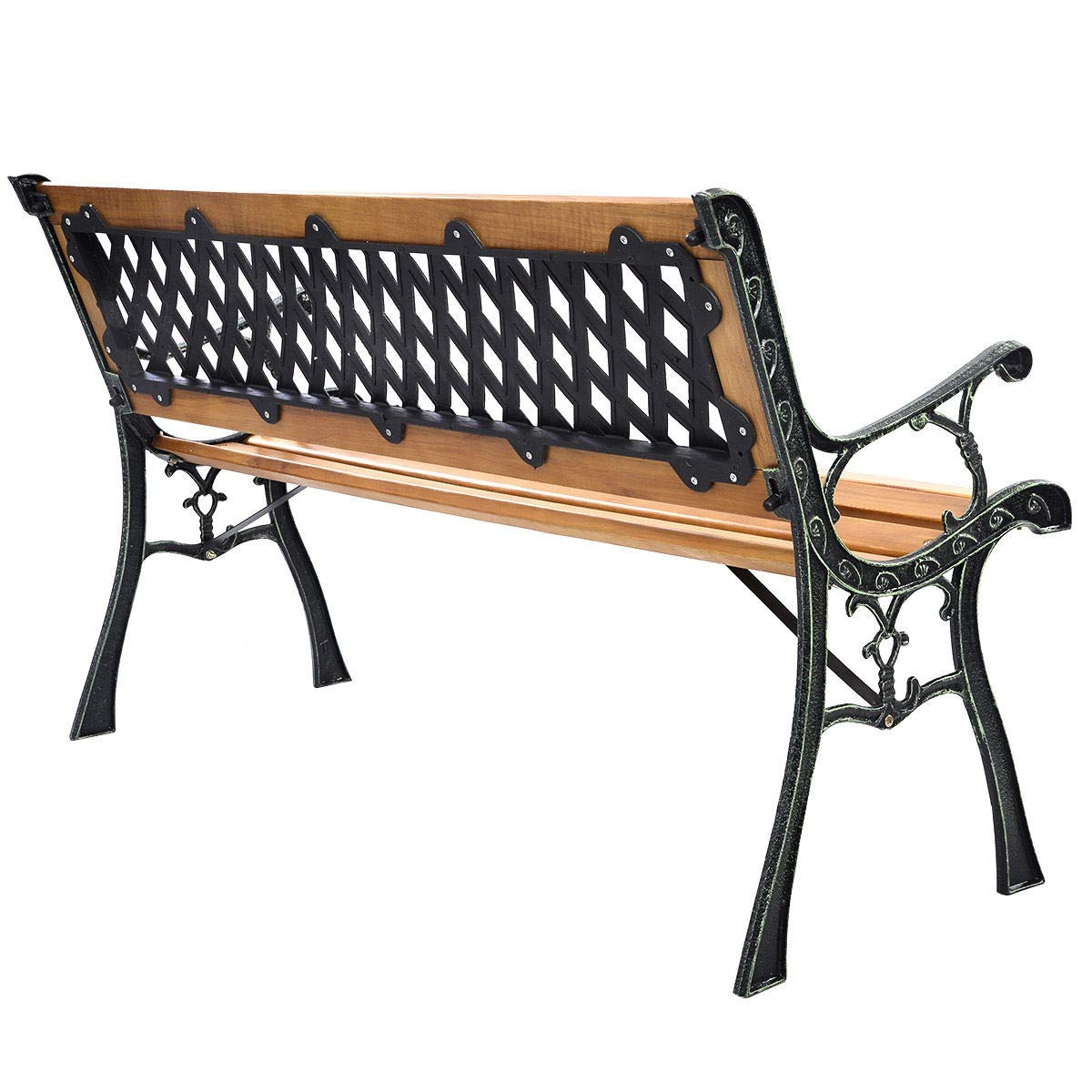 Heavy Duty Outdoor Cast Iron Patio Bench - Rust-Resistant Garden Seating for Backyard, Porch & Lawn - Perfect for Relaxing, Entertaining & Outdoor Decor