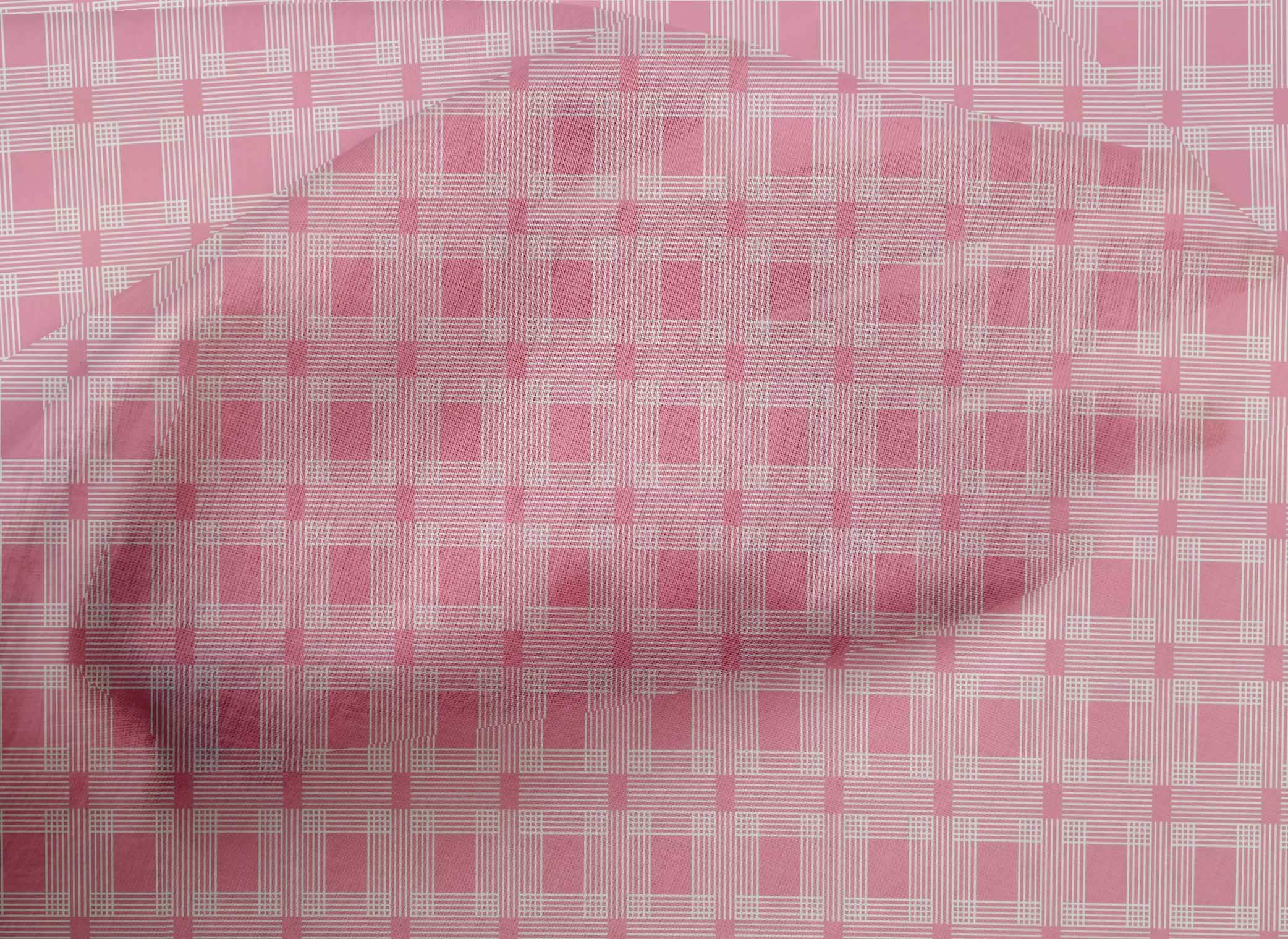 oneOone Cotton Poplin Pink Fabric Stripe Geometric Print Sewing Fabric by The Yard - 42 Inch Wide for DIY Clothing, Quilting & Home Decor Projects | Premium Dressmaking Material for Shirts, Dresses & Crafts