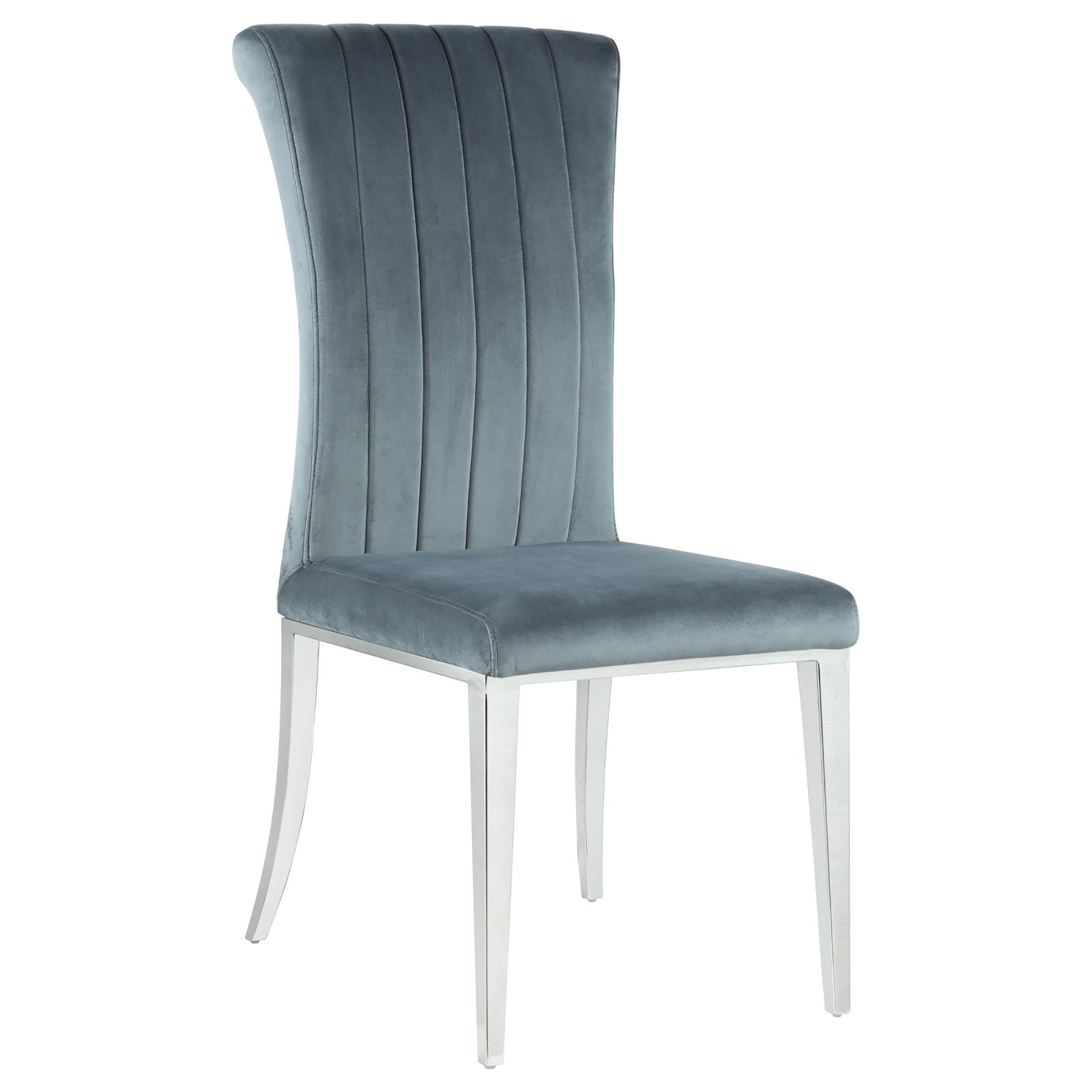 Dark Grey and Chrome Tufted Side Chairs (Set of 2) - Modern Dining Room Accent Chairs for Kitchen, Living Room or Office