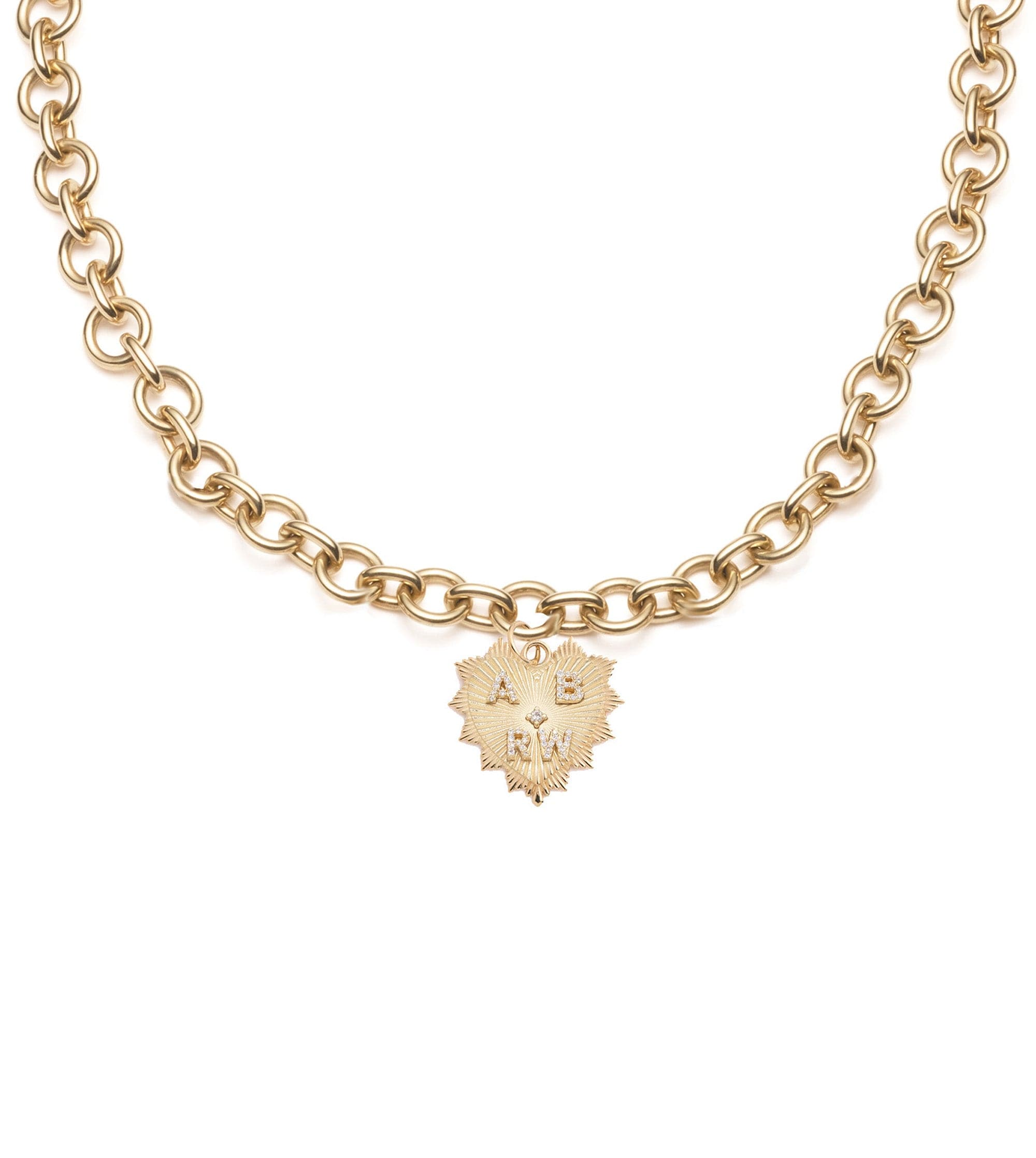 Custom Radiating Heart Mixed Link Chain Necklace - Adjustable Midsize Stainless Steel Jewelry for Women, Perfect for Valentine's Day Gifts & Everyday Wear