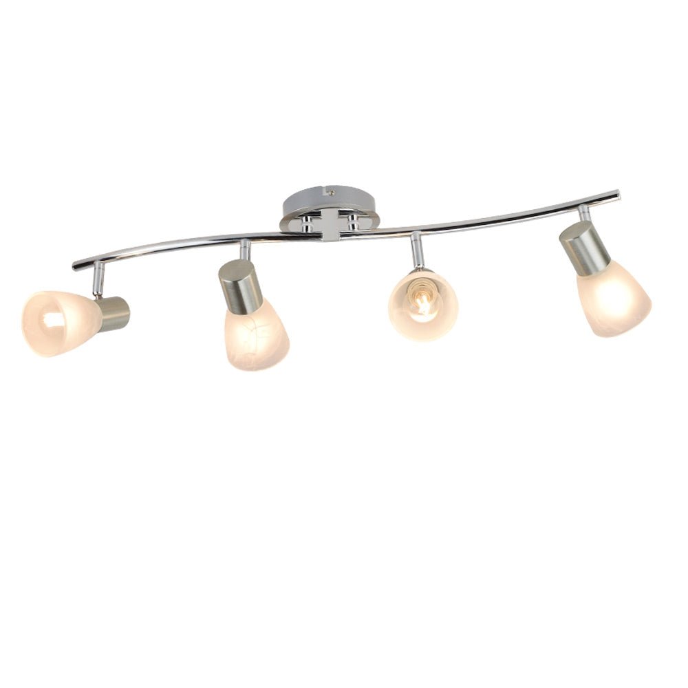 Depuley 4-Way Rotatable LED Ceiling Light - Adjustable Swiveling Spotlight Bar with Patterned Glass Shade for Kitchen, Living Room, Bedroom - Energy Efficient Modern Lighting (No Bulbs Included) - Perfect for Task Lighting, Accent Decor & Ambient Illumination