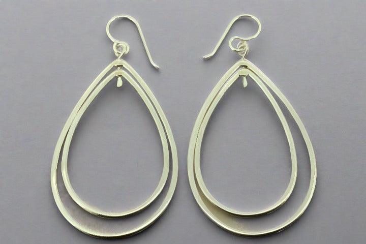 Sterling Silver Double Teardrop Earrings for Women - Elegant Dangle Drop Earrings for Party, Wedding & Everyday Wear