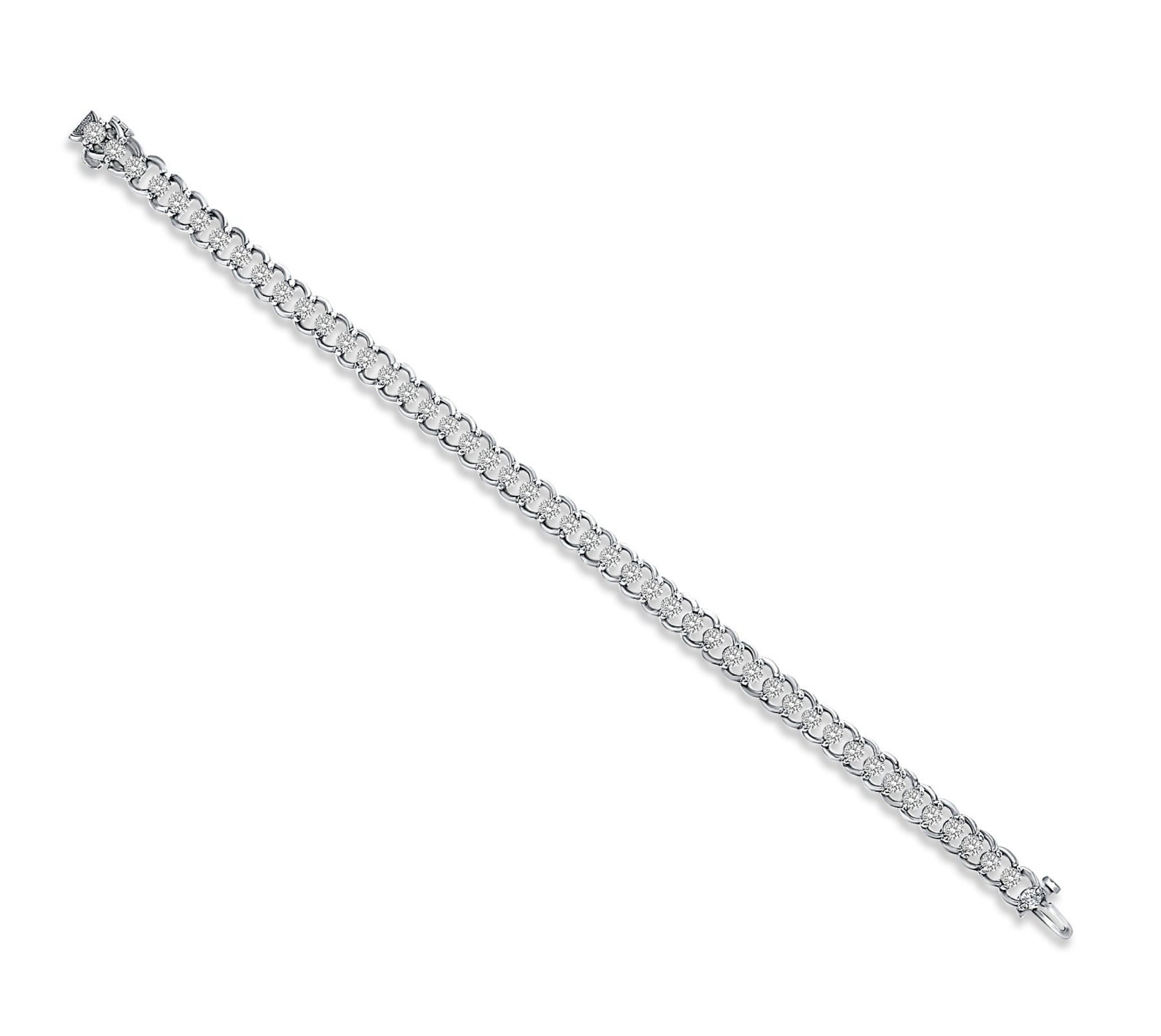 Elegant Diamond Link Bracelet with High-Polished Sterling Silver Links - Perfect for Parties, Weddings & Special Occasions