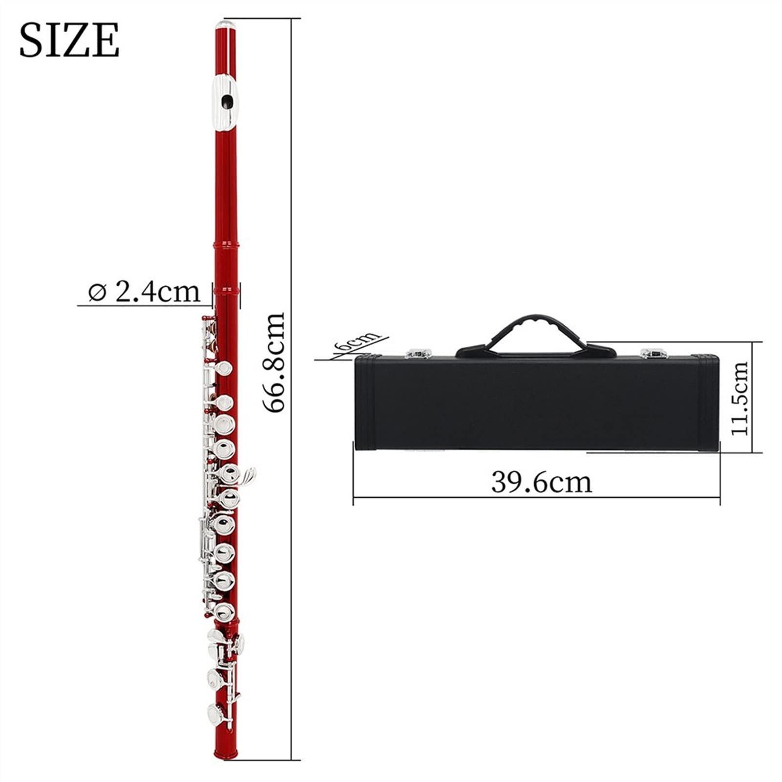 Premium Cupronickel Silver Key 16-Hole Closed Hole C Flute - Professional Band Instrument with Leather Cleaning Cloth & Case - Perfect for Beginners, Students & Performers - Ideal for School Bands, Concerts & Music Practice