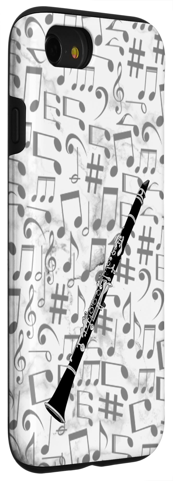 iPhone SE (2020) / 7 / 8 Clarinet Music Notes Phone Case - Slim Protective Cover with White Background - Perfect for Musicians & Music Lovers - Great Gift for Band Students & Teachers