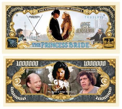 Princess Bride Million Dollar Bills (10 Bills) - Fun Movie Prop for Themed Parties, Cosplay & Collectibles