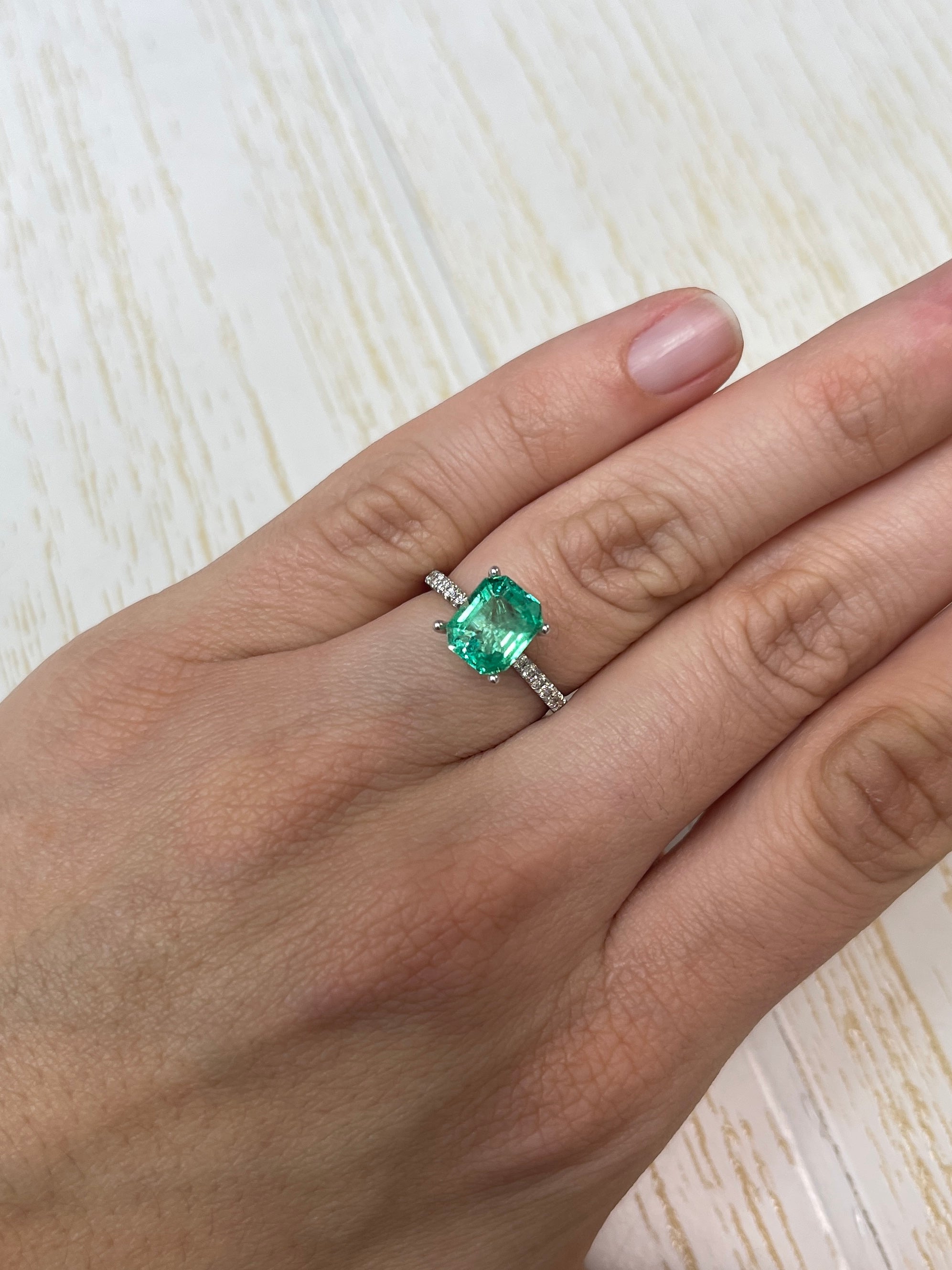 2.14 Carat 9x7mm Muzo Yellowish Green Natural Loose Colombian Emerald - Emerald Cut Gemstone for Jewelry Making, Engagement Rings & Collector's Items
