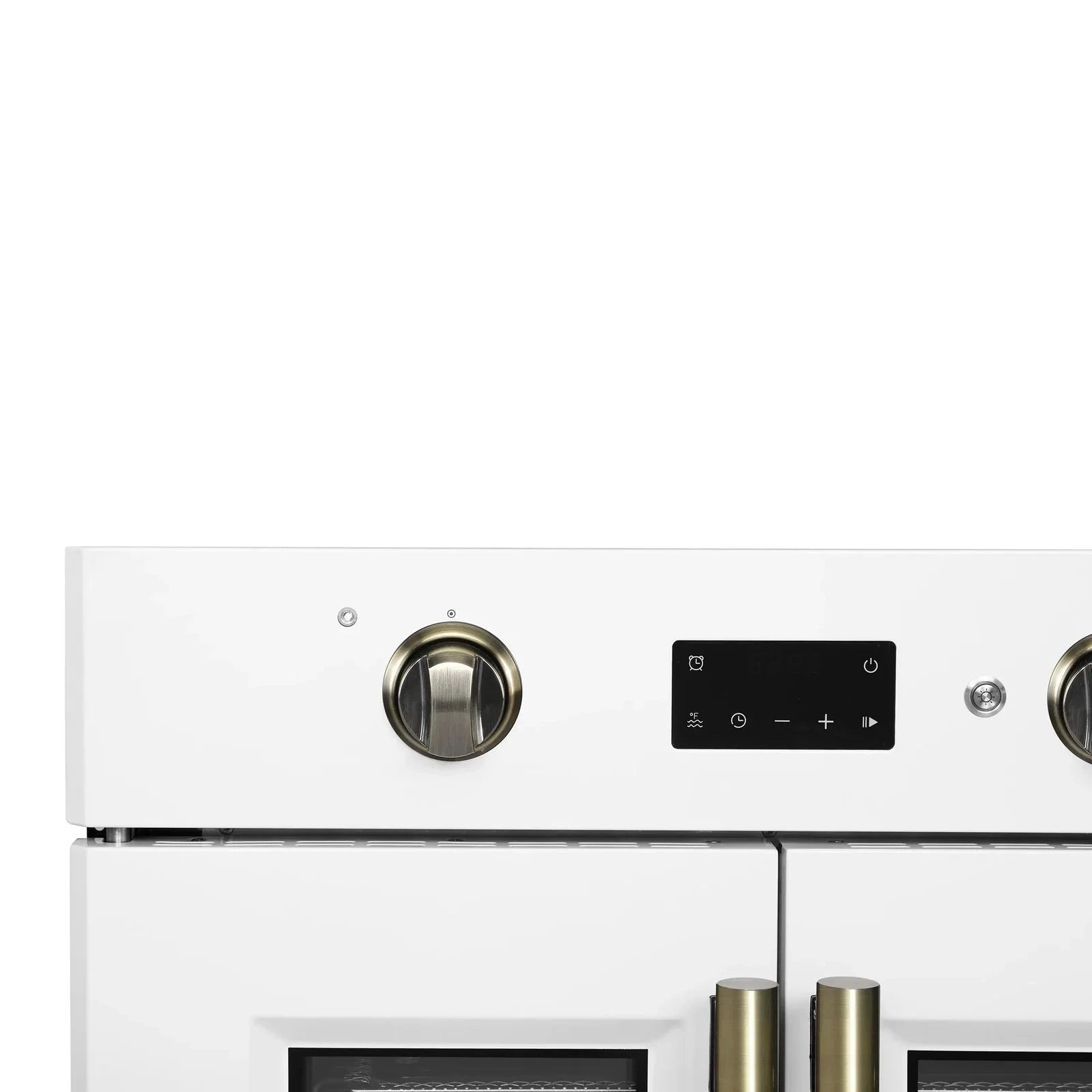 Forno Asti 30-Inch French Door Electric Wall Oven - White with Antique Brass Trim, Built-in Convection Oven, Self-Cleaning, FBOEL1333 30WHT - Perfect for Modern Kitchens & Home Baking