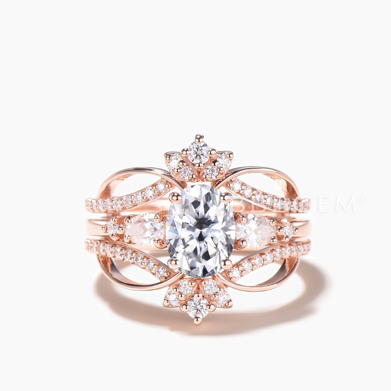 1.5CT Oval Cut Moissanite Engagement Ring Enhancer Bridal Set - Elegant Wedding Band for Brides & Anniversary Gifts - Perfect for Proposals, Vows Renewal & Special Occasions