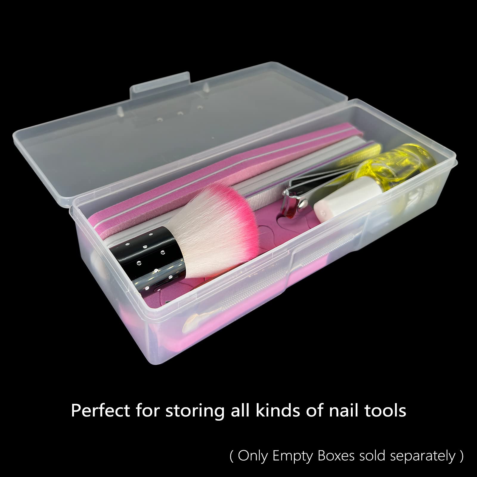 Clear Plastic Storage Box Organizer for Professional Pedicure & Manicure Kits - 2-Pack Nail Art Tools Case for Salon, Home, or Travel Use