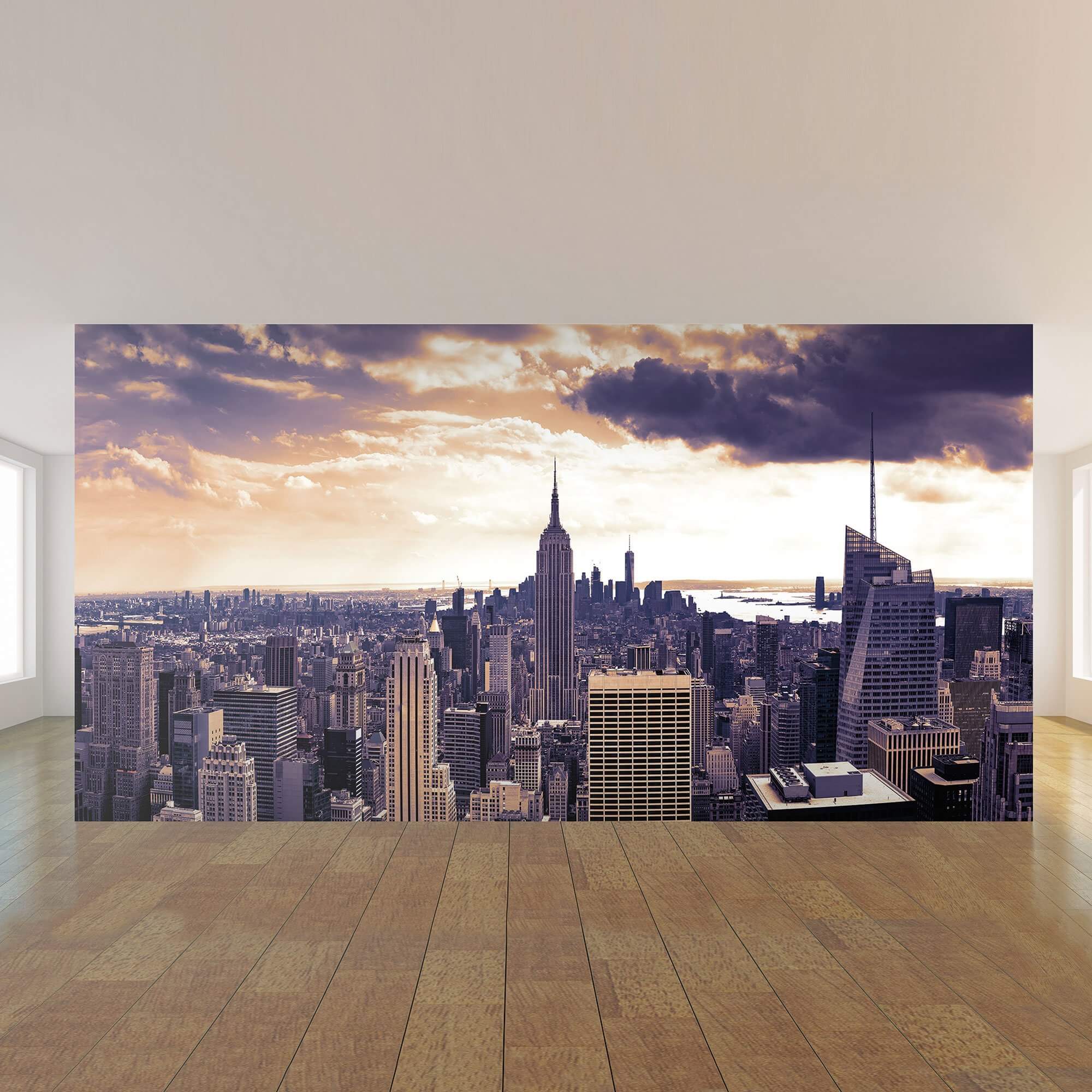 Blue City Landscape Peel and Stick Removable Wallpaper Mural 7610 - Easy DIY Home Decor for Living Room, Bedroom & Office
