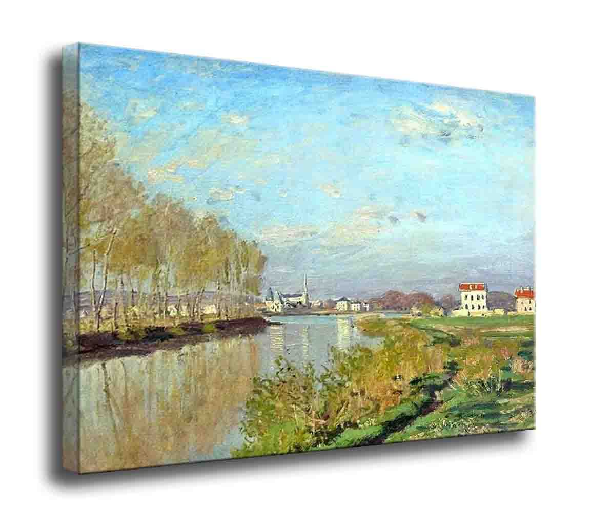 Monet The Seine Framed Canvas Wall Art Print - Ready to Hang 35x44 Inch (90x112cm) - Modern Home Decor for Living Room, Bedroom, Bathroom & Office - Perfect for French Impressionist Art Lovers & Interior Design