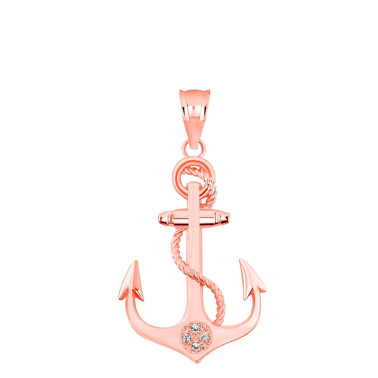 14K Gold Nautical Anchor Pendant with Rope & Diamond Charm - Certified Polished Textured Jewelry for Women - Perfect for Gifts, Anniversaries & Nautical-Themed Outfits