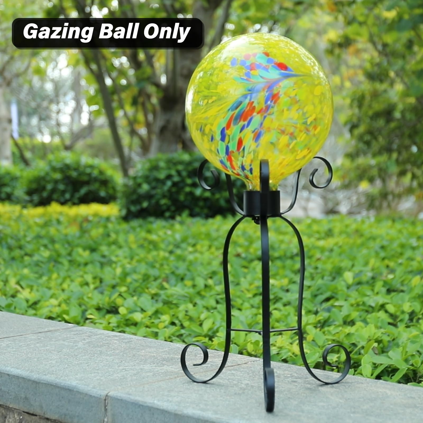 10 Inch Yellow Glass Gazing Ball - Reflective Garden Globe for Outdoor Decoration, Yard Ornament, Home & Garden Decor | Perfect for Patios, Lawns, Flower Beds & Landscape Design