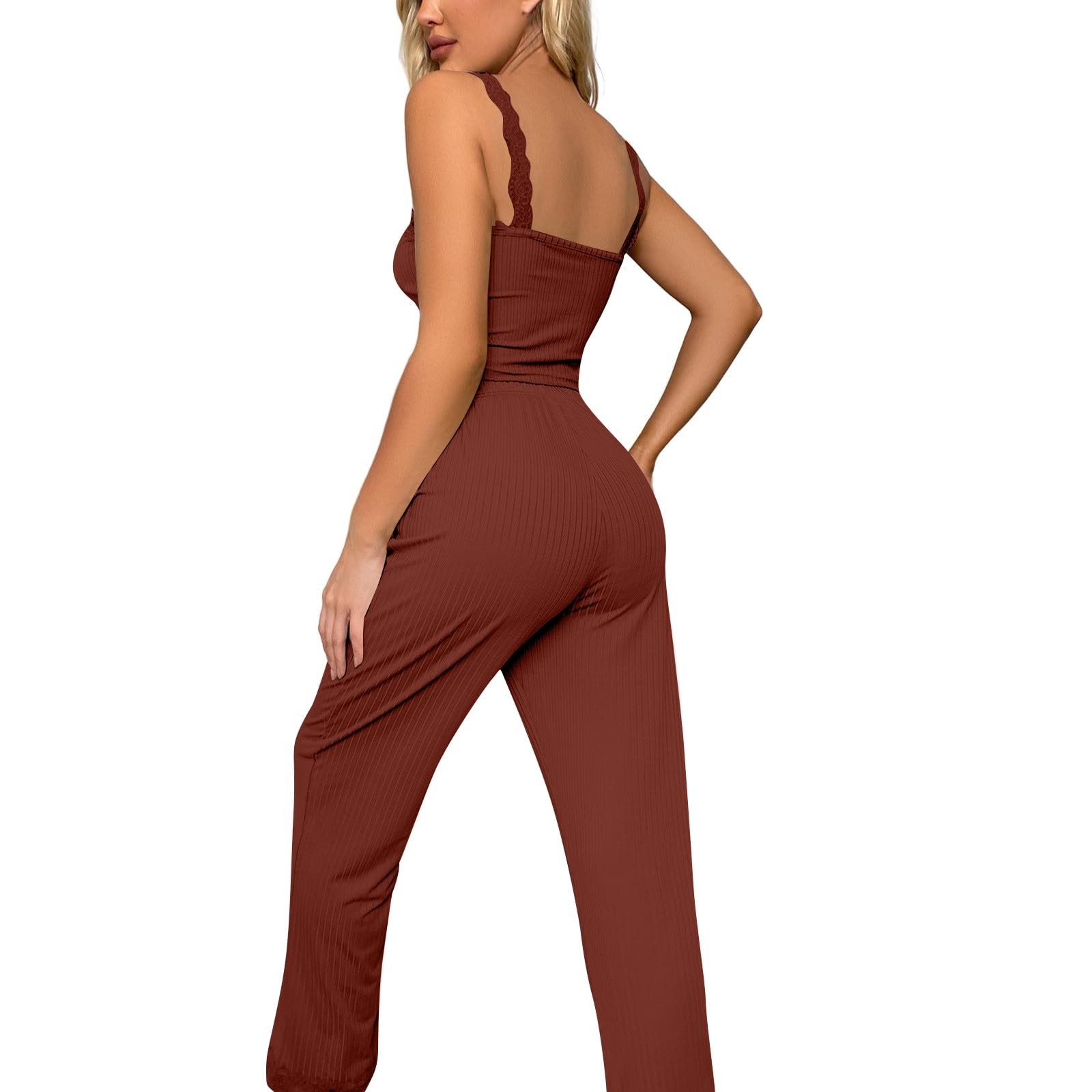 Women's 2-Piece Pajama Set - Sleeveless Camisole & Drawstring Pants for Summer Lounge Wear