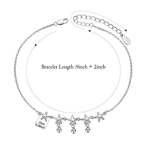 925 Sterling Silver Ankle Bracelet for Women - Elegant Layered Anklets with Star, Cross, Infinity & Butterfly Charms | Perfect for Beach, Summer Outfits & Boho Fashion Accessories