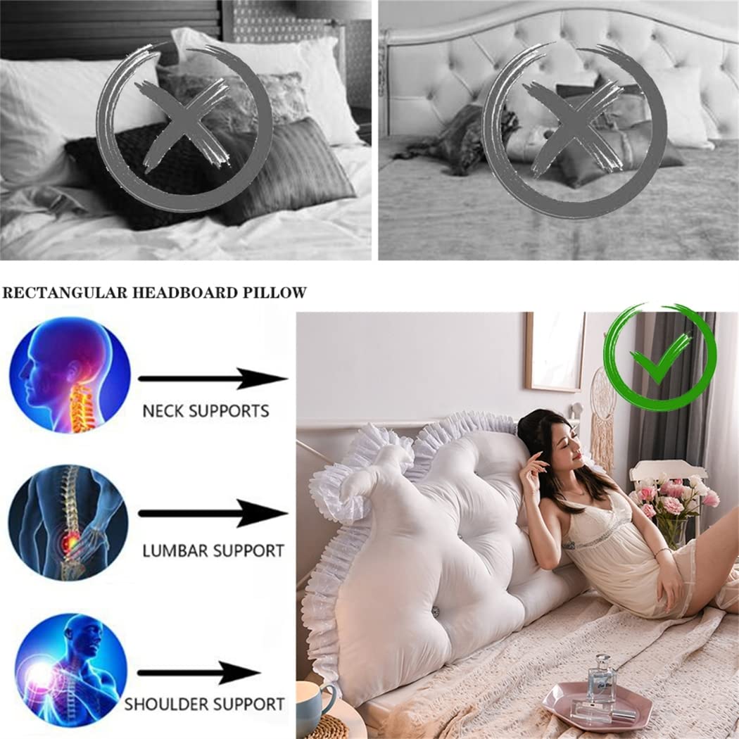 Extra Large Wedge & Body Positioner Reading Pillow - Queen Size Backrest Support Cushion for Daybeds & Bunk Beds with Removable Cover (70