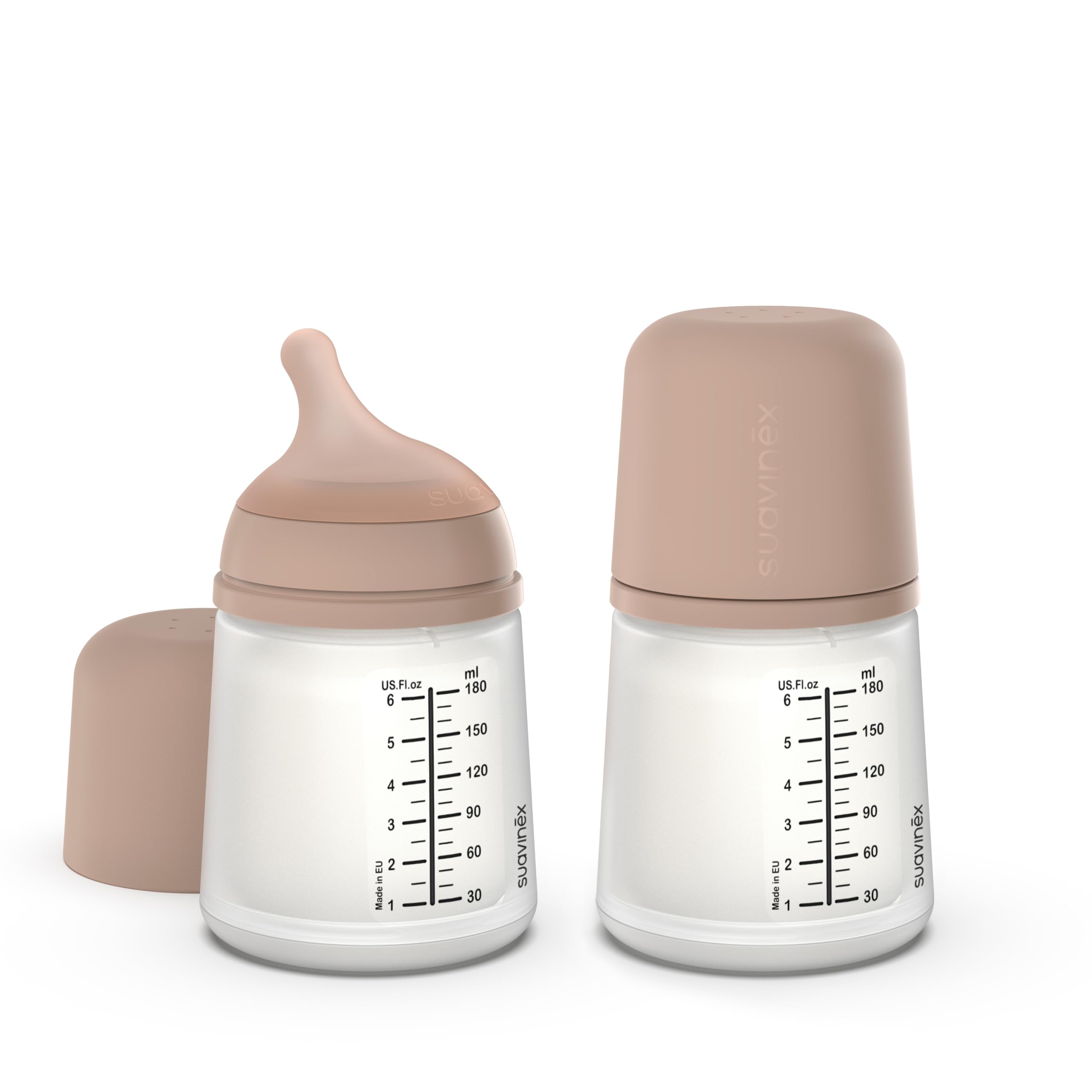 Suavinex Zero Zero Anti-Colic Baby Bottles (2-Pack, 6 oz) - #1 Spanish Brand for Breastfeeding Babies - Reduces Gas, Nipple Confusion & Bottle Rejection - Adjustable Flow Nipple - Ideal for Newborns & Infants - Perfect for Daycare, Travel & On-the-Go Feeding