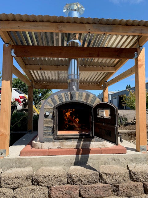 Premium LISBOA STONE ARCH Hybrid Pizza Oven - Outdoor Wood & Gas Pizza Maker for Backyard, Patio, and Restaurant Use
