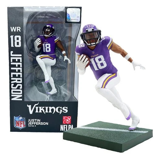 Official NFL Justin Jefferson Minnesota Vikings Action Figure - Collectible Football Player Statue for Fans, Gifts & Home Decor