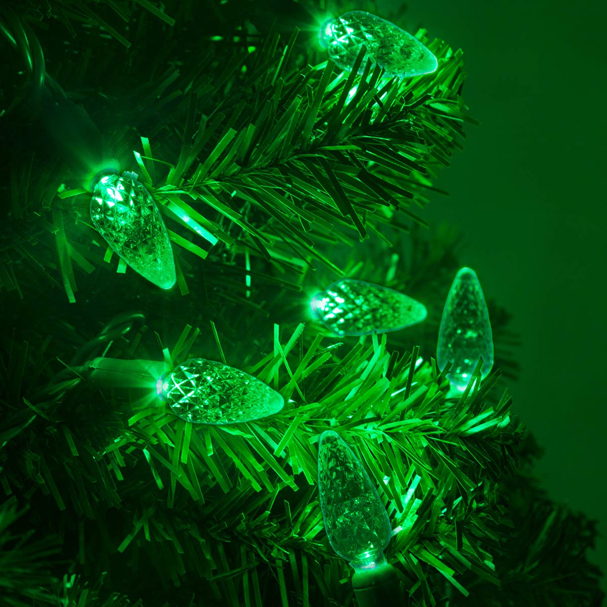 70 C6 Green LED String Lights - 24 Ft Indoor/Outdoor Waterproof Christmas Lights for Tree, Patio, Garden - Perfect for St. Patrick's Day, Halloween & Holiday Decorations