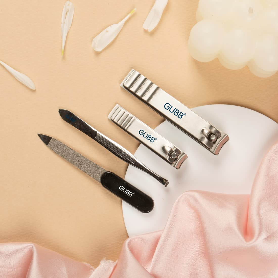 GUBB Professional Nail Care Kit - Toenail Clippers, Fingernail Cutter, Nail File & Flat Tweezers | Manicure Pedicure Set with Rust-Resistant Stainless Steel Blades for Smooth Finish | Perfect for Home Salon, Travel & Gift Giving