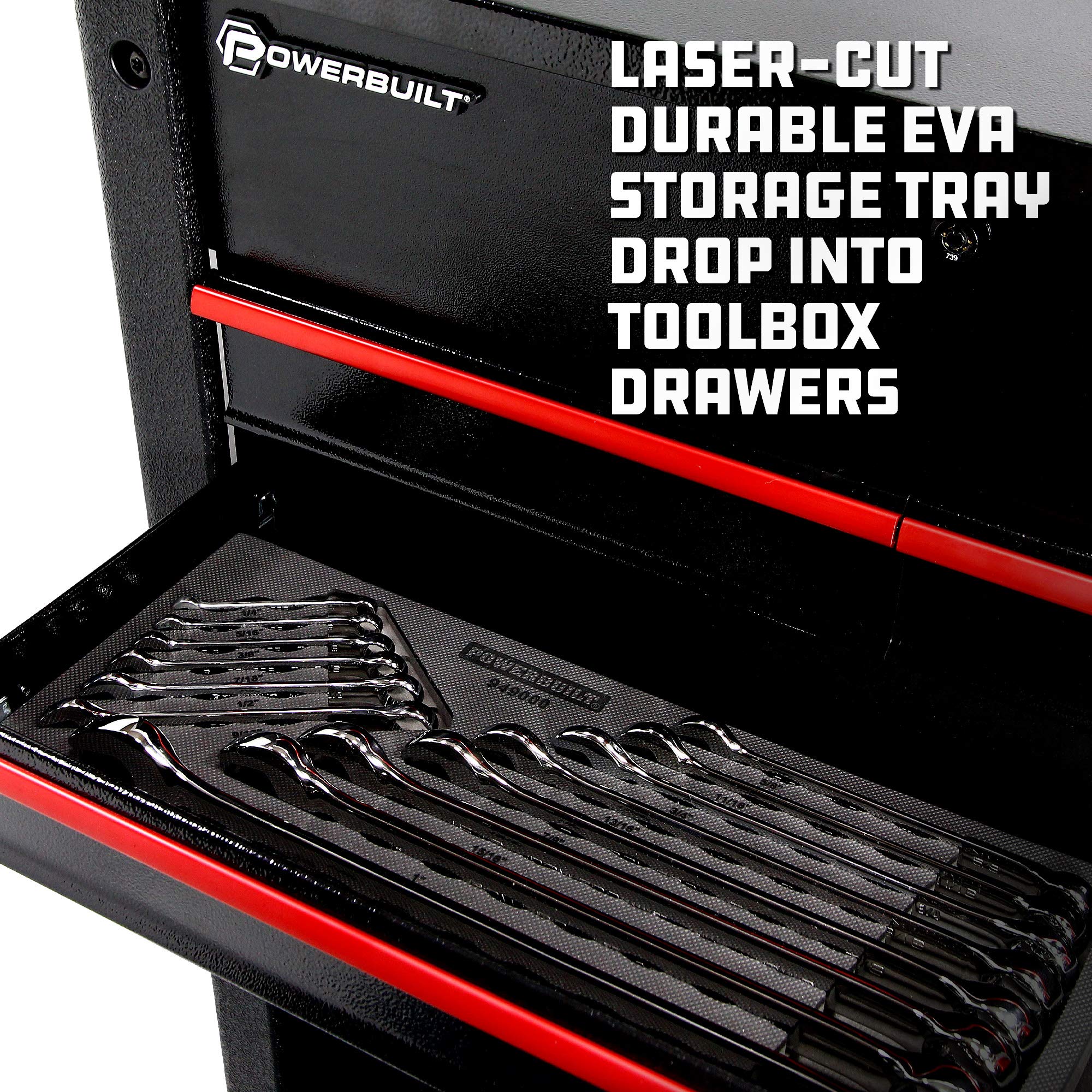 Powerbuilt 14-Piece SAE Combination Wrench Set with Organizer Tray - Box & Open End Wrenches for Professional Mechanics | Pro Tech Tool Series 949000 | Ideal for Automotive Repair, DIY Projects & Home Maintenance