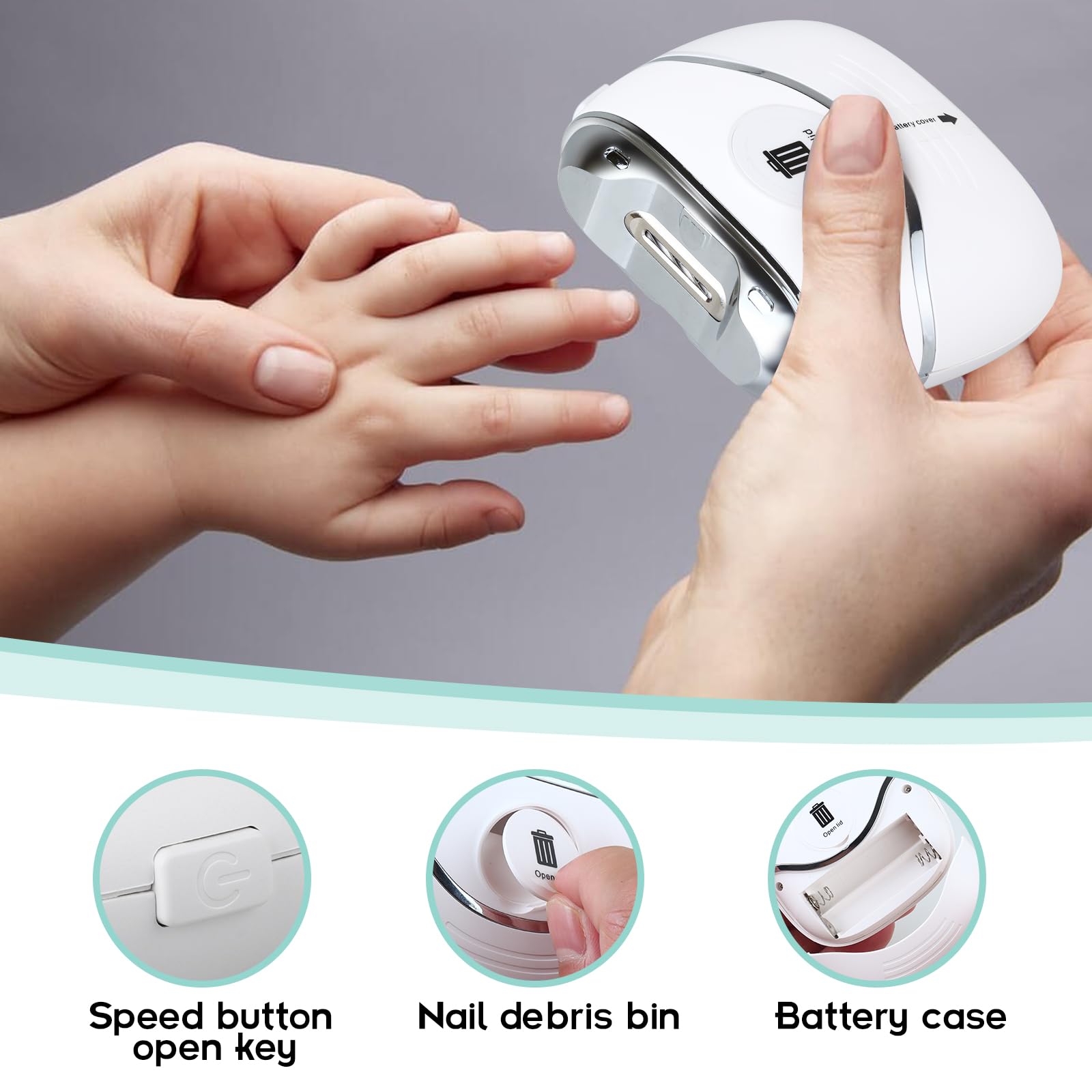 Electric Nail Clipper for Adults & Babies - Rechargeable Automatic Nail Trimmer with Safety Guard & Built-in Storage | Gentle Nail Care for Seniors, Children & Newborns | Perfect for Travel, Home & Salon Use