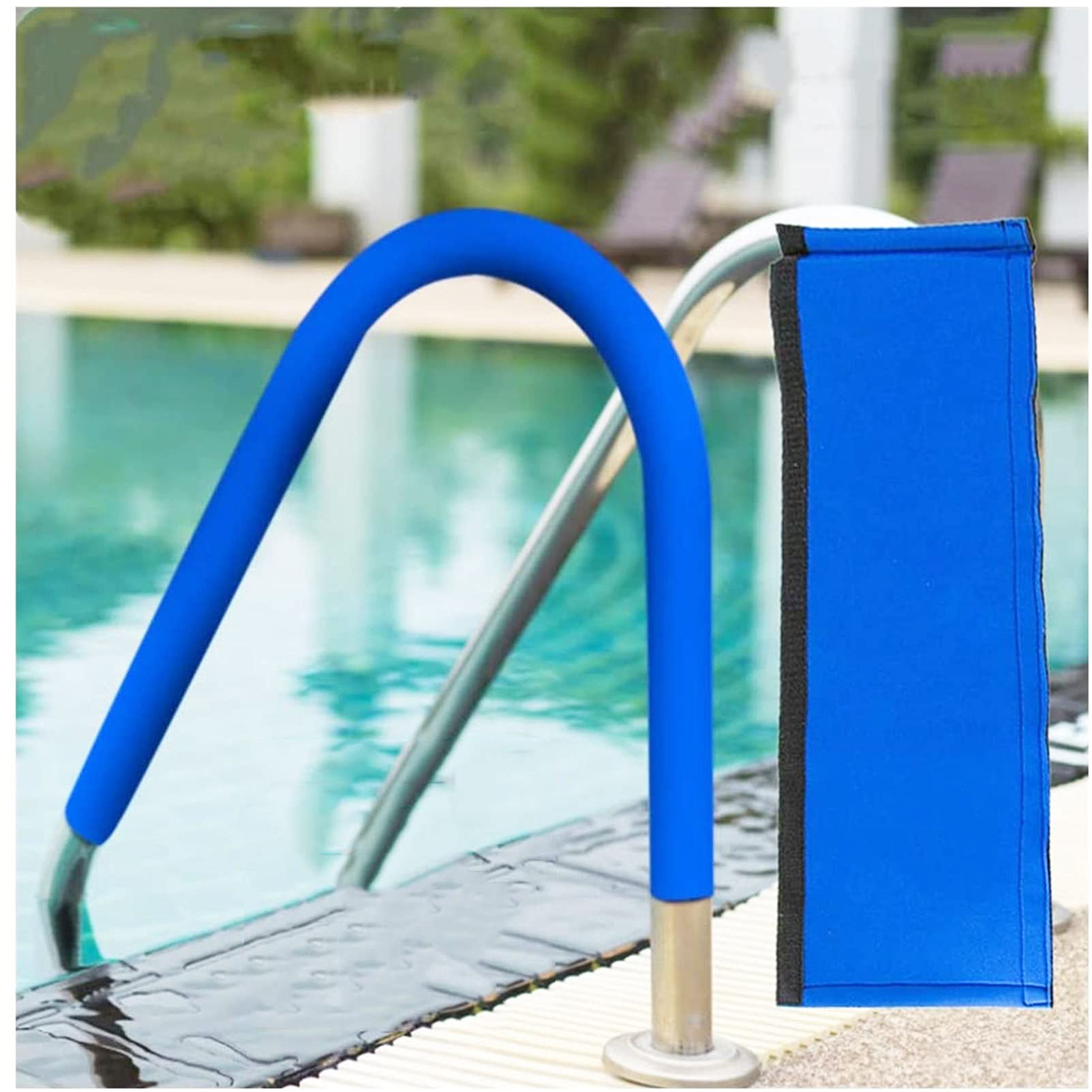 Non-Slip 304 Stainless Steel 2-Step Inground Pool Ladder with 4ft Blue Grip Cover - 440lbs Weight Capacity | Safe Handrail for Swimming Pools, Spas & Backyard Safety | Perfect for Residential & Commercial Use