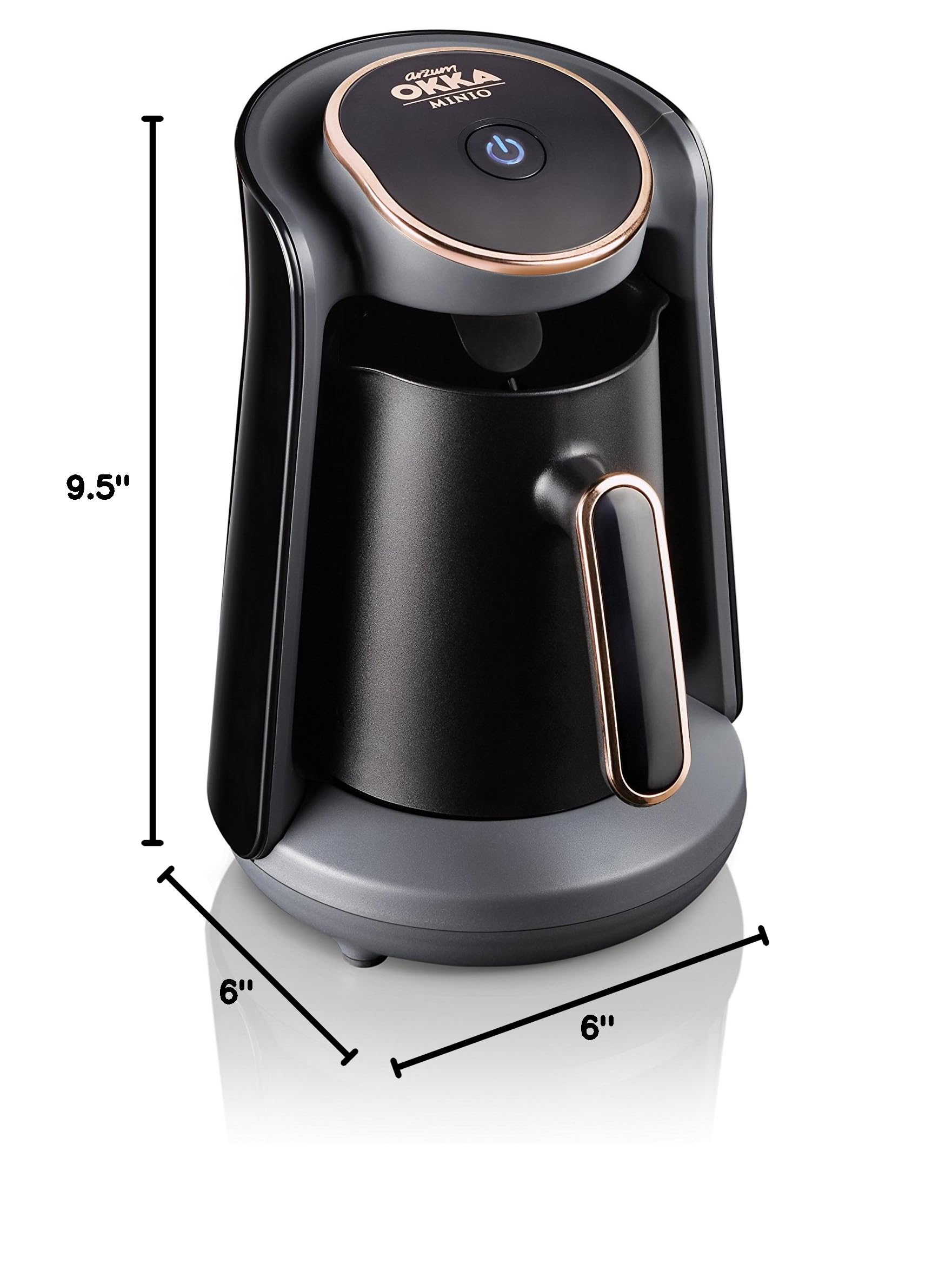 Arzum Okka Minio Automatic Turkish Greek Coffee Maker - 4 Cup Electric Coffee Machine for Home & Office - 120V UL Certified (Black/Gold) - Perfect for Traditional Coffee Lovers & Gift Giving