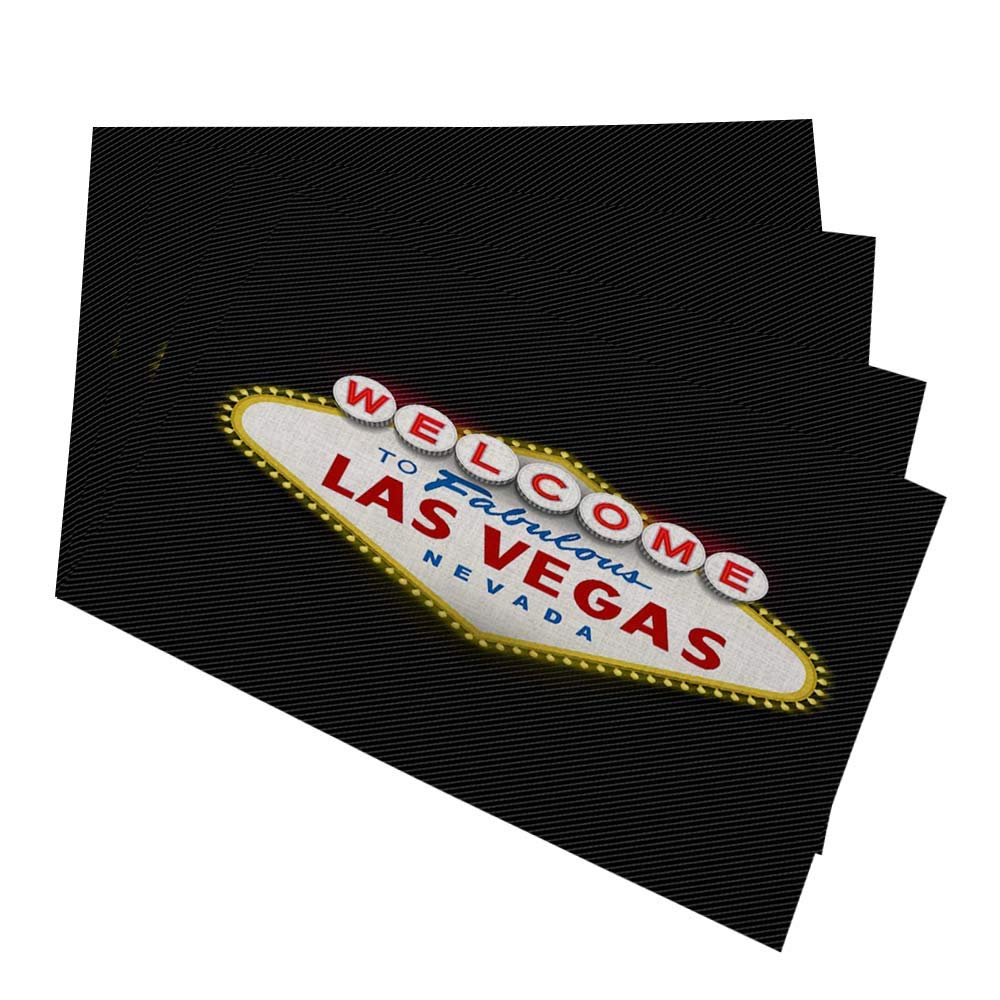 Las Vegas Nevada Themed Place Mats Set of 4 - Washable Fabric Table Mats for Dining Room Decor | Perfect for Casino Night, Themed Parties & Home Entertaining