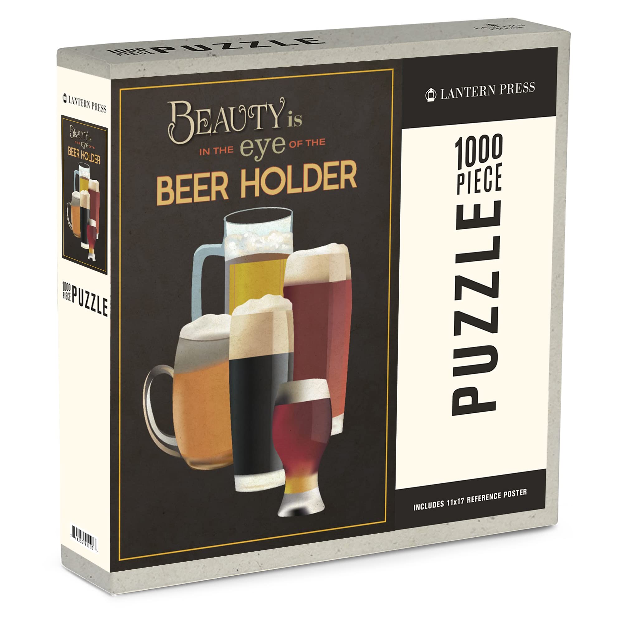 1000 Piece Jigsaw Puzzle - Beauty is in The Eye of The Beer Holder with Beer Glasses | Made in USA, Eco-Friendly Linen Paper Puzzle for Adults & Family | Perfect for Game Nights, Stress Relief & Home Decor