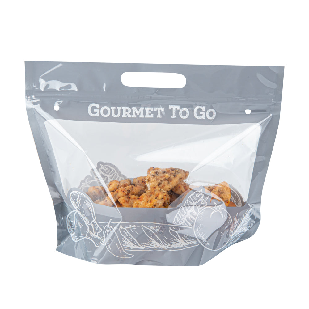 Gray Plastic Rotisserie Chicken Bag - Hot & Fresh Food Carrier - 12 3/4 x 5 3/4 x 10 1/4 Inches - 100 Count Box - Perfect for Restaurants, Catering & Takeout Services