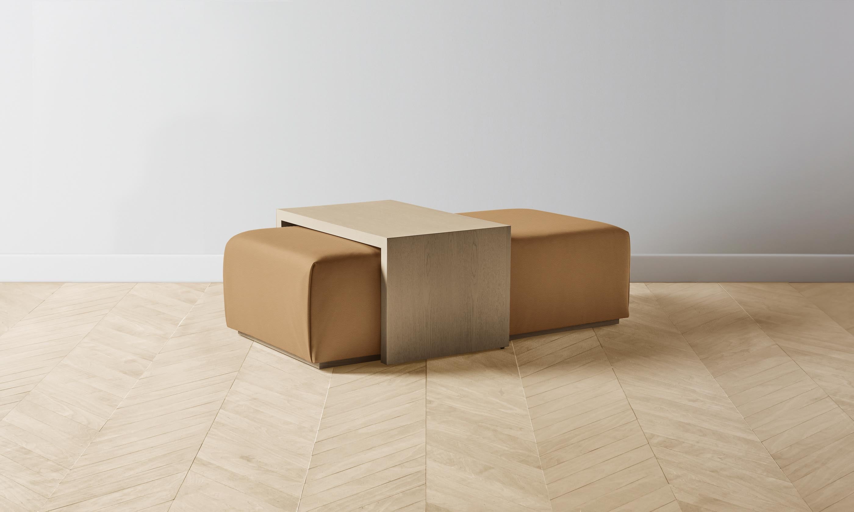 The Bowery Ottoman - Pebbled Leather Latte Brown, Modern Living Room Footrest & Storage Bench - Perfect for Small Spaces, Apartments, and Cozy Home Decor