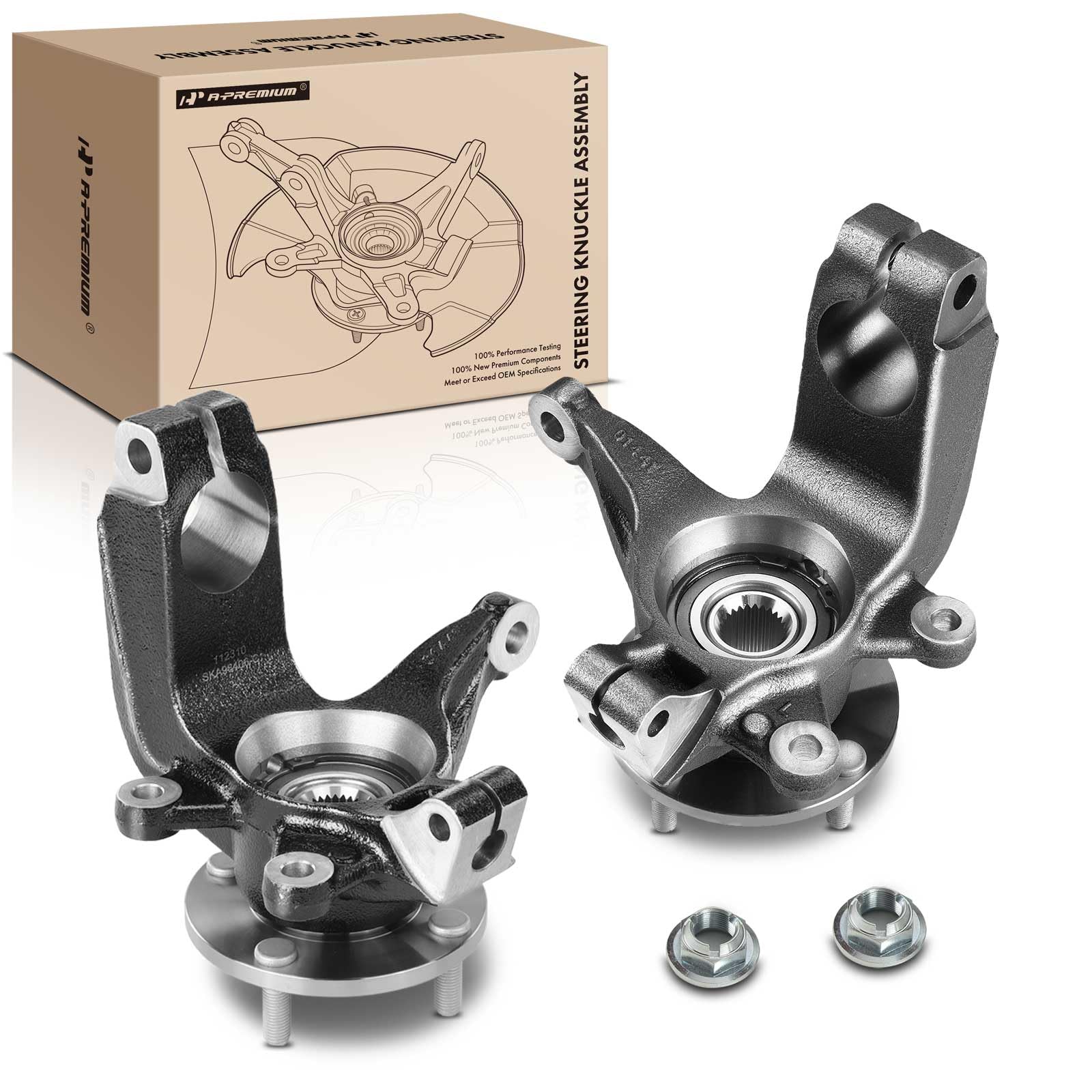 Premium 2-Pack Front Left & Right Steering Knuckle & Wheel Bearing Hub Assembly for 2006-2011 Ford Focus - 4-Lug Design, Driver & Passenger Side Replacement - Perfect for Smooth Steering & Wheel Alignment Repairs