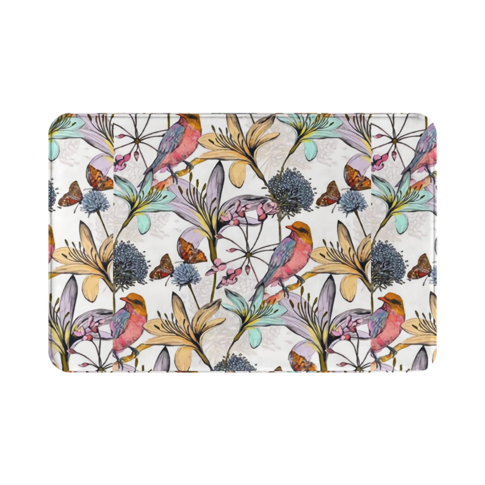 Boho Floral Bath Mat Set - Vintage Farmhouse Aesthetic Non-Slip Washable Flannel Rug (15.7x26.3 in) for Bathroom, Kitchen, Bedroom & Entryway - Perfect for Indoor Decor & Cozy Home Accents