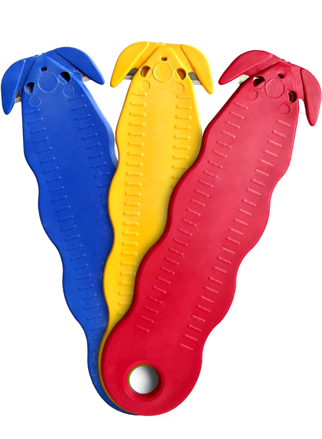 Klever Kutter Safety Box Cutter - 3 Pack Utility Knife with Steel Blade for Cardboard & Packages | Safe & Efficient Package Opener Tool for Home, Office & Warehouse Use (Multicolor)