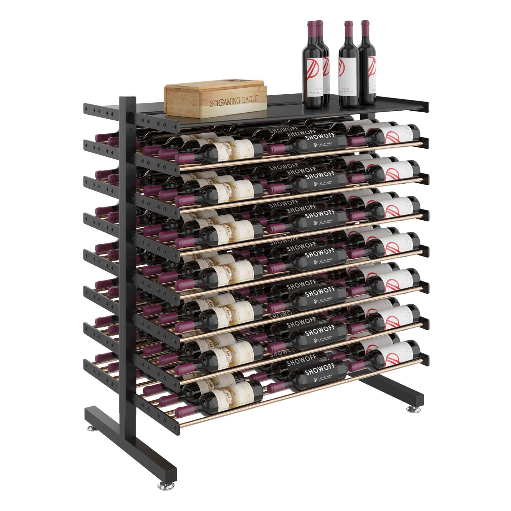 Evolution 126 Bottle Wine Rack - Premium Wooden Wine Storage Shelf for Kitchen, Bar & Dining Room - Space Saving Wine Bottle Organizer Display Stand for Home & Commercial Use