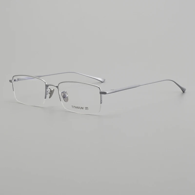 Unisex Black Semi-Rim Square Titanium Eyeglasses Frame 14231 – Lightweight & Durable for Work, Reading & Fashion