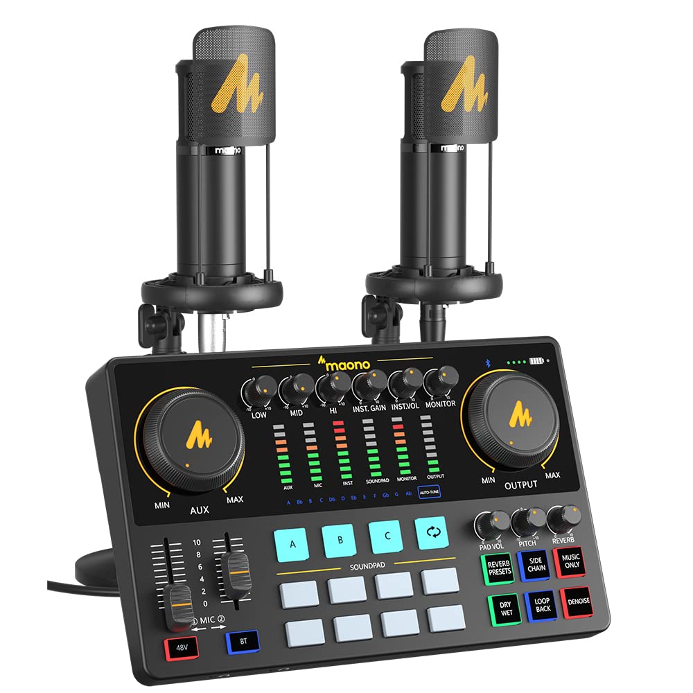 MAONO AME2 Duo Podcast Equipment Bundle - All-in-One Audio Interface with Premium Mic Preamp, XLR Condenser Microphone & 3.5MM Mic for Podcasting, Streaming, DJ, YouTube, Gaming & Home Studio Recording