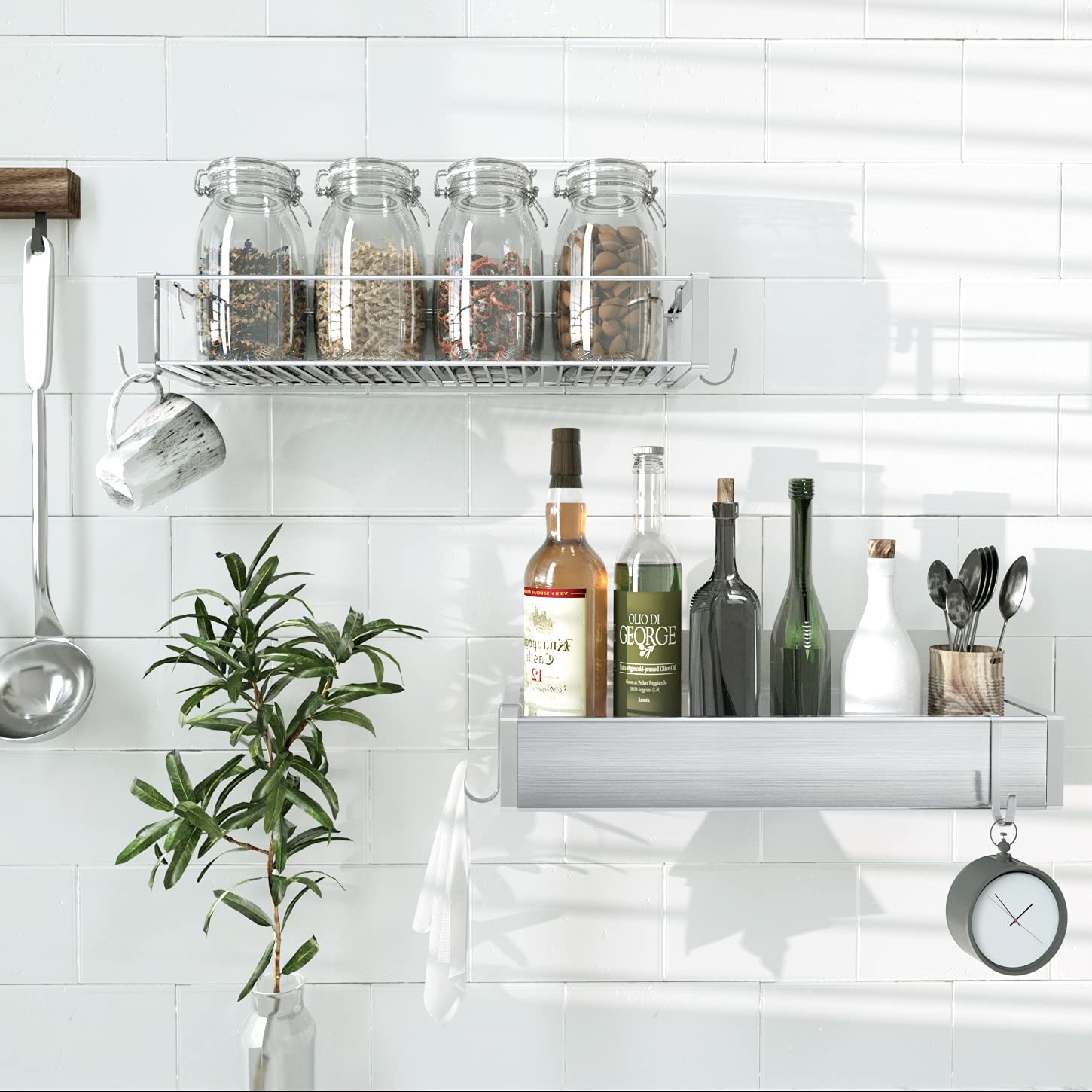 Stainless Steel Rustproof Shower Caddy with Hooks - No Drill Removable Bathroom Organizer Shelf for Shampoo, Sponge & Toiletries Storage | Perfect for Small Bathrooms, Apartments & Dorm Showers (Silver)