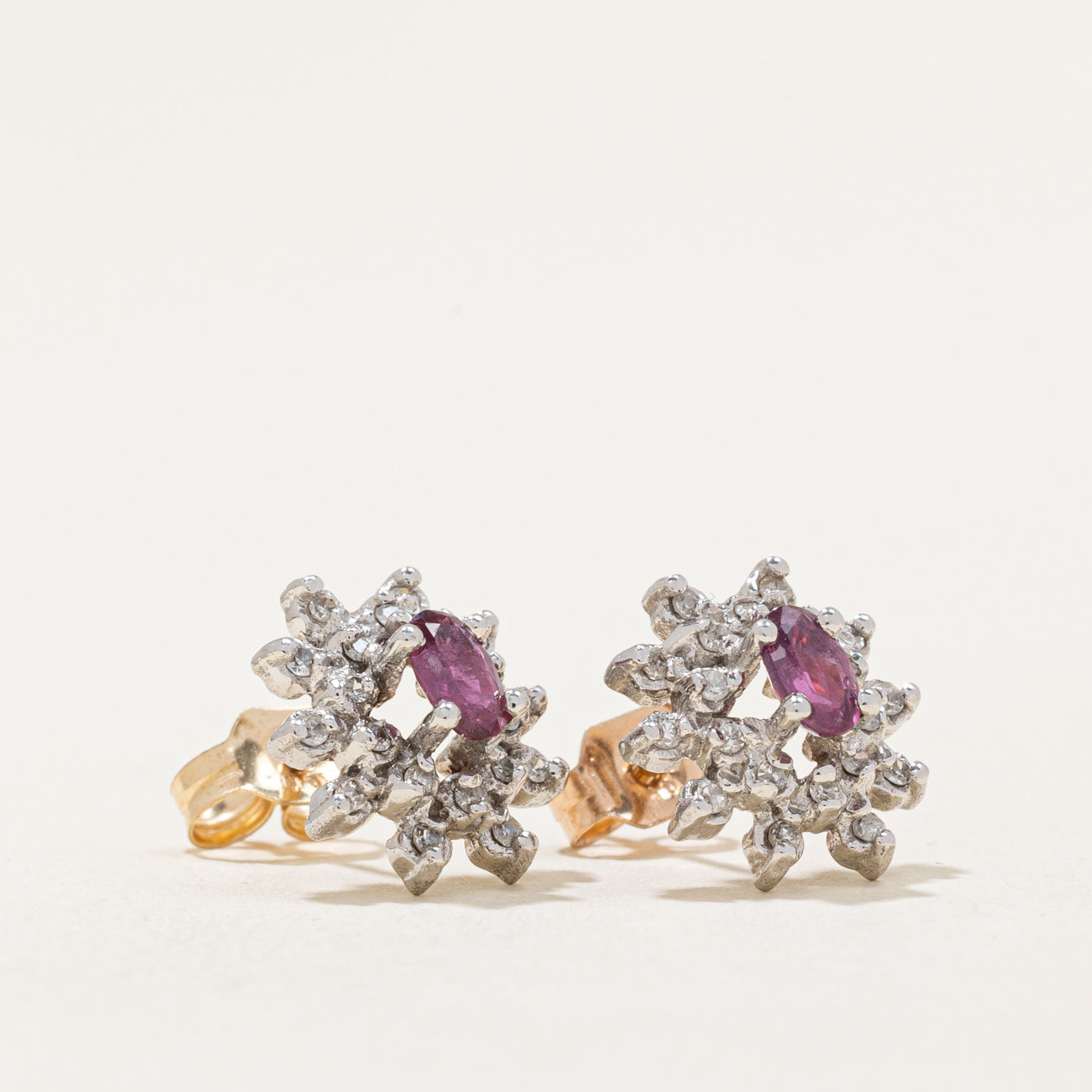 Ruby & Diamond Stud Earrings | 0.50ctw Genuine Gemstones | 0.20ctw Real Diamonds | 14K Gold Setting | Elegant Gift for Women | Perfect for Weddings, Anniversaries & Special Occasions