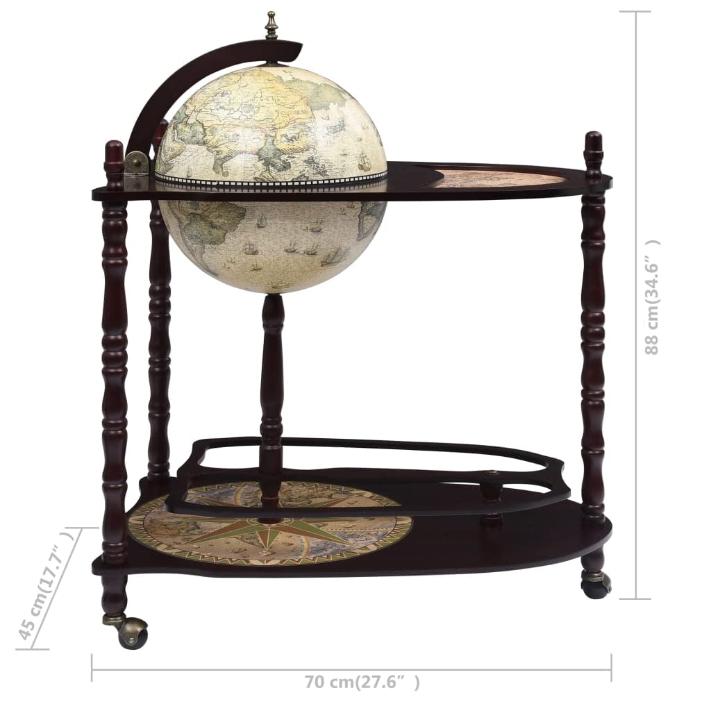 CHARMMA Freestanding Globe Bar Wine Stand - Elegant Eucalyptus Wood in Green (9.35KG) - Perfect for Home Bars, Outdoor Parties & Wedding Decor