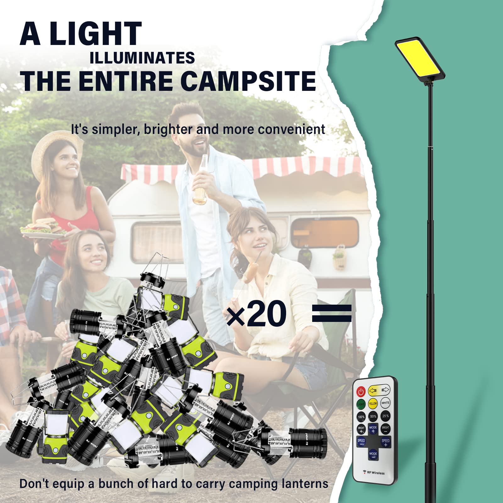 10000 Lumens Super Bright Camping Light - 50 Ft Range for 4-6 Person Tents | Telescopic Outdoor Lighting for Camping, Hiking & Backyard | Perfect for Campsites, RV Parks & Emergency Use