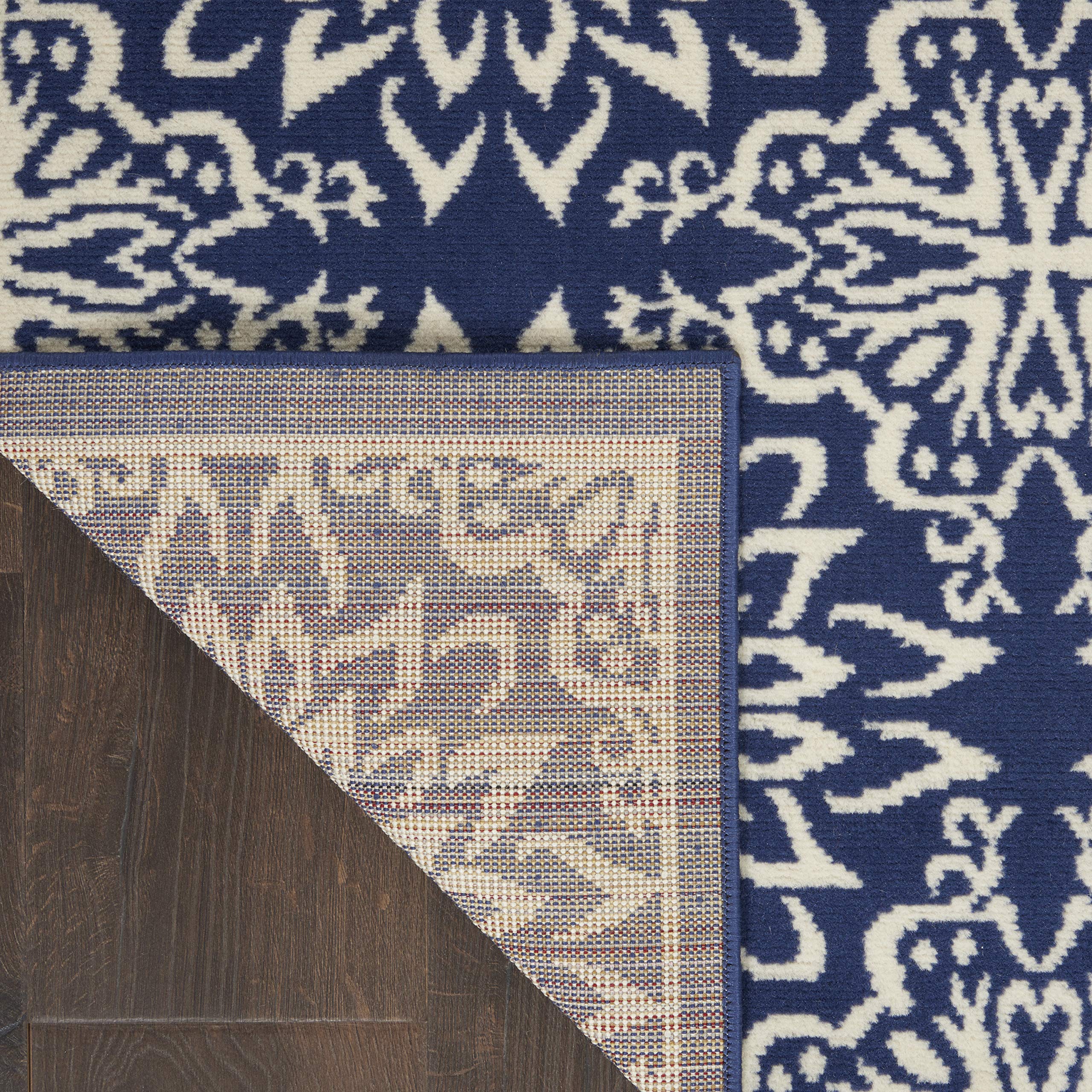 Nourison Jubilant Floral Navy/Ivory 8x10 Area Rug - Easy to Clean, Non-Shedding, Soft & Durable - Perfect for Living Room, Bedroom, Dining Room or Kitchen Decor