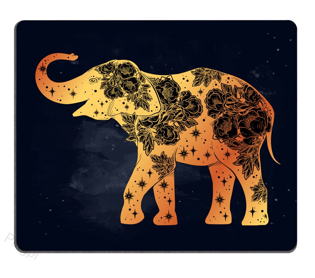 Premium Elephant & Wild Rose Floral Gaming Mouse Pad with Non-Slip Rubber Base - Perfect for PC Gaming, Office Work & Home Computer Setup