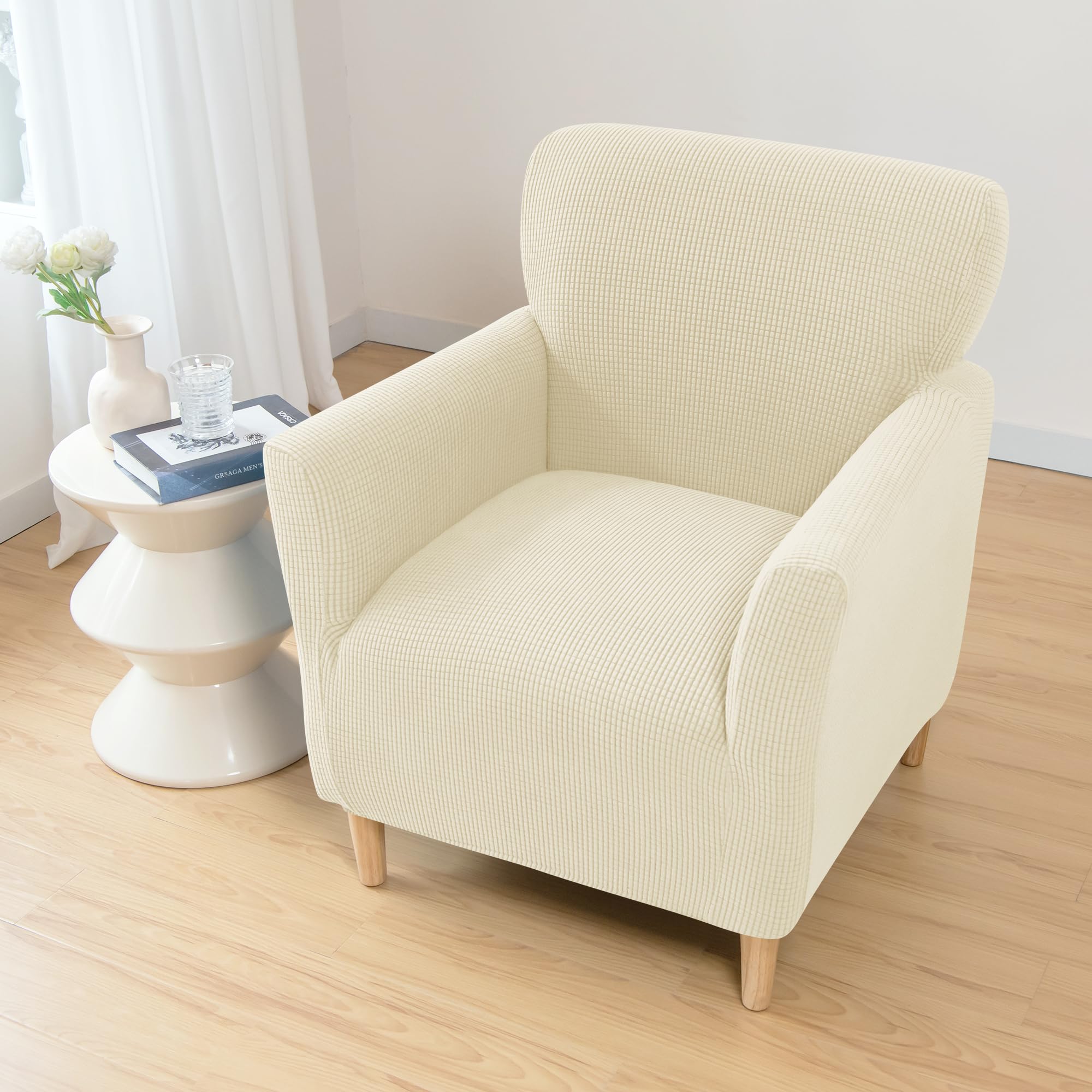 ELEOPTION Stretch Armchair Slipcovers - Breathable Furniture Protector for Living Room, Office & Club Chairs | Washable Chair Covers with Arms | Perfect for Home Decor, Pet Protection & Daily Use
