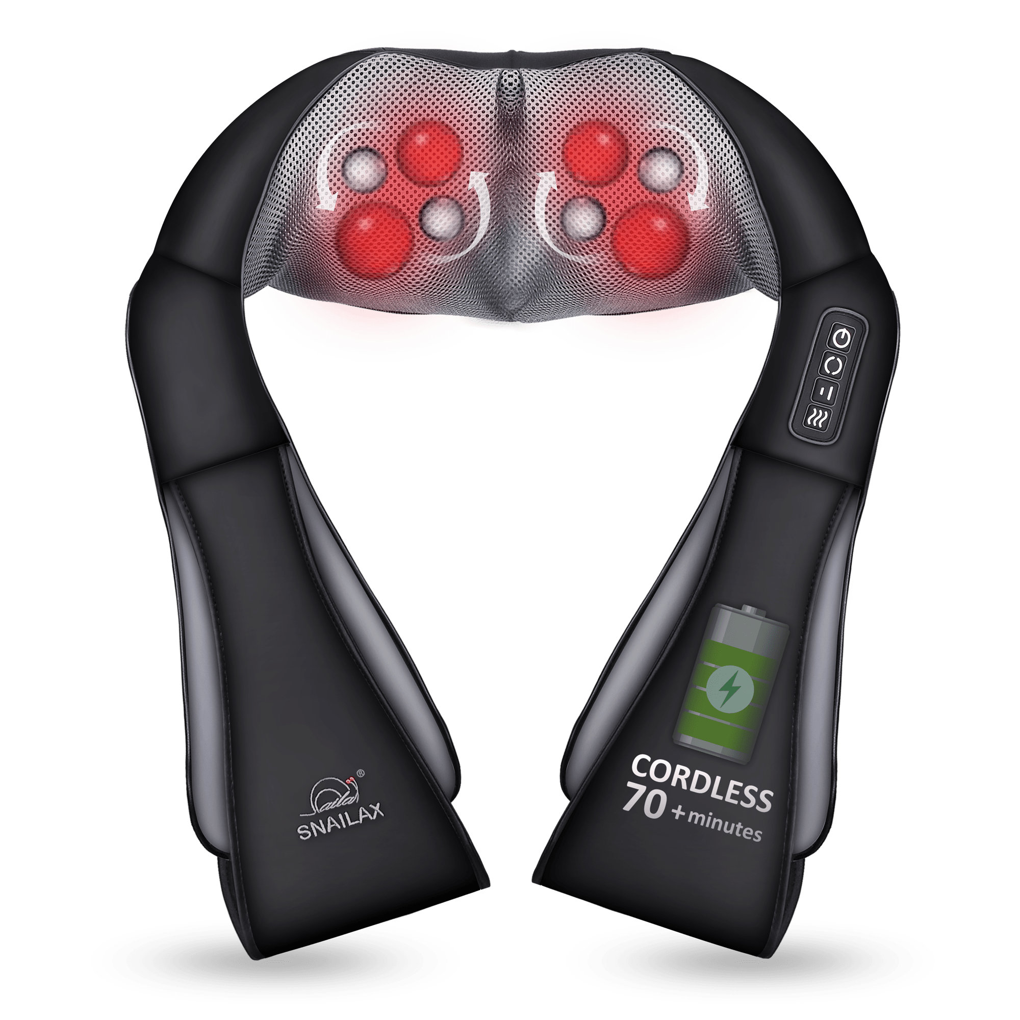 Snailax Cordless Neck and Back Massager with 3D Roller - Shiatsu Deep Tissue Massage for Shoulder Pain Relief - Perfect for Home, Office, and Car Use - Model 632NC