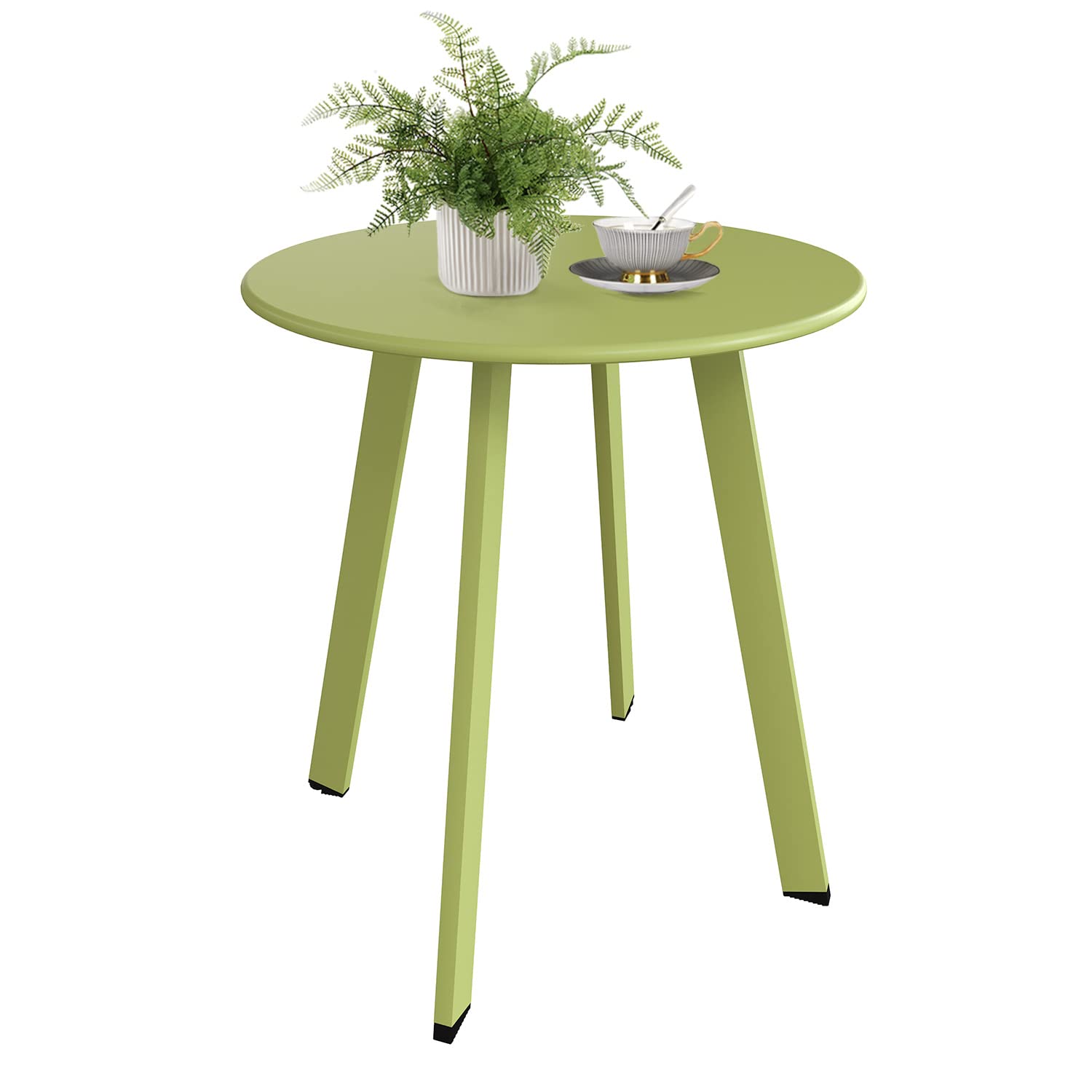Grand Patio Side Table - Weather Resistant Steel Outdoor End Table, Small Round Metal Coffee Table for Indoor & Outdoor Use - Perfect for Patio, Balcony, Garden, and Living Room (Lime Green, Square Base)