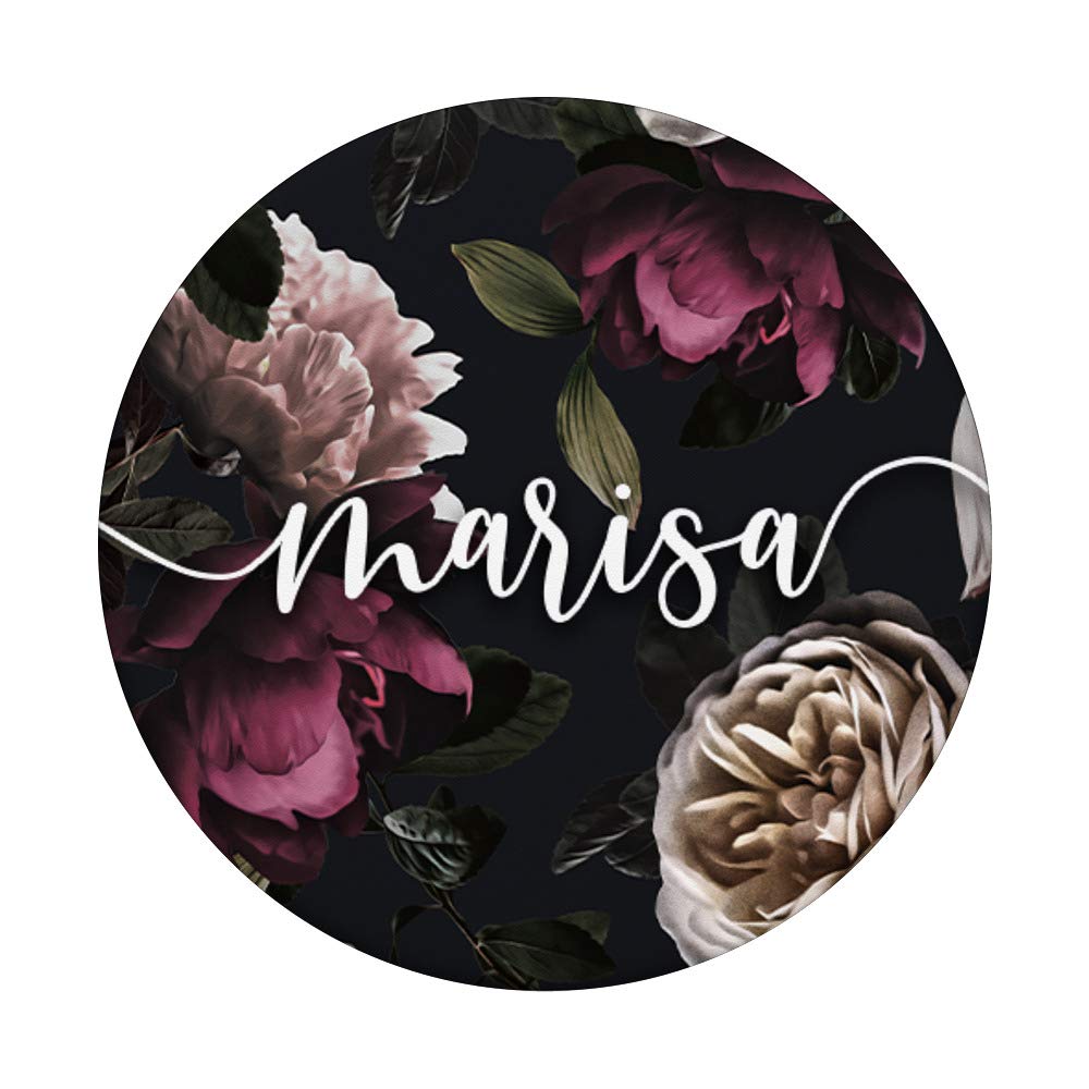 Marisa - Elegant Floral Rose & Peony Personalized Name PopSockets PopGrip | Swappable Phone & Tablet Grip | Custom Phone Accessory for Women | Perfect Gift for Birthday, Anniversary & Mother's Day